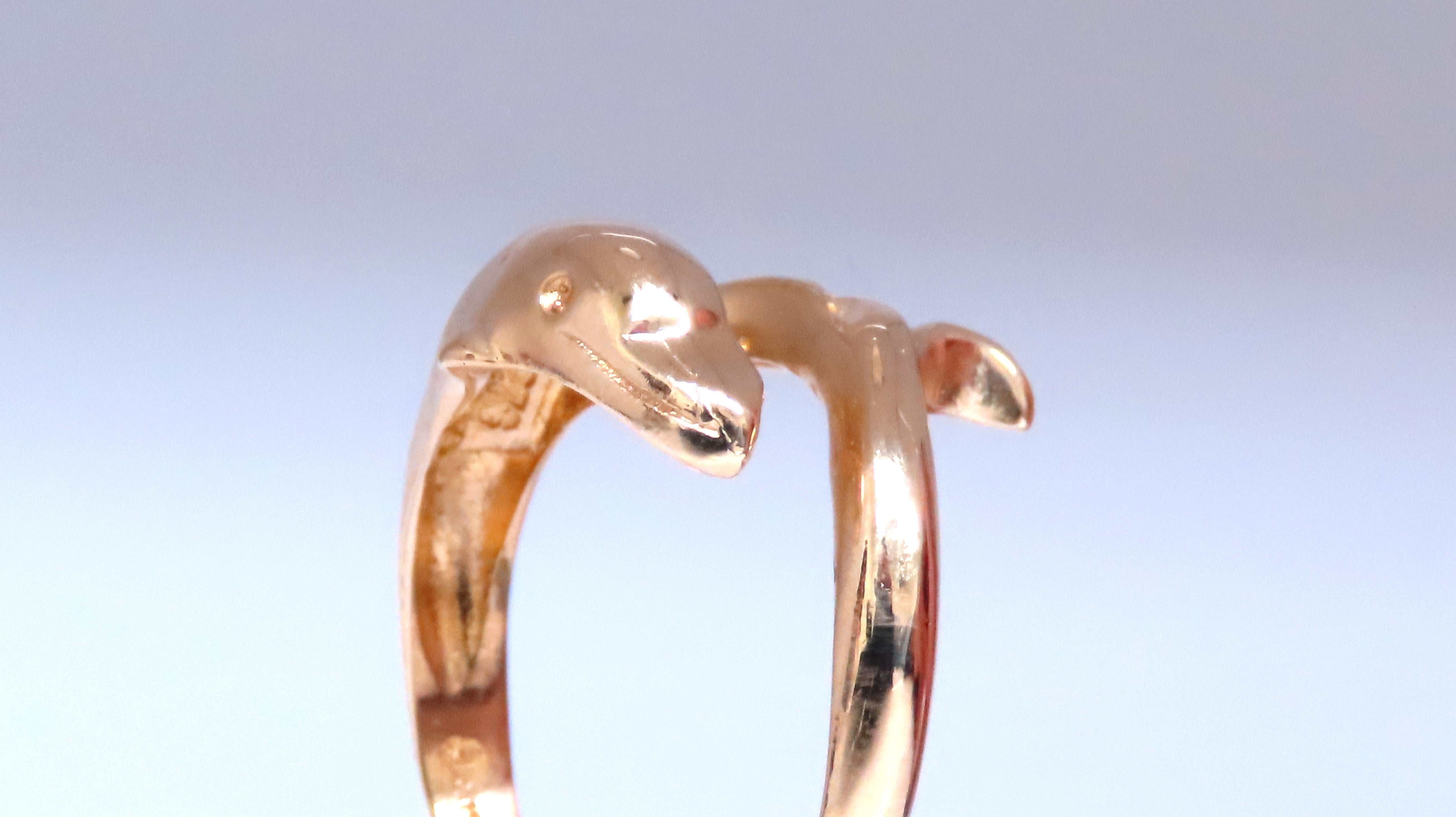14kt Gold Dolphin Crossover Wrap Ring - Elegant Stackable Jewelry for Women, Perfect for Everyday Wear, Gifts & Special Occasions