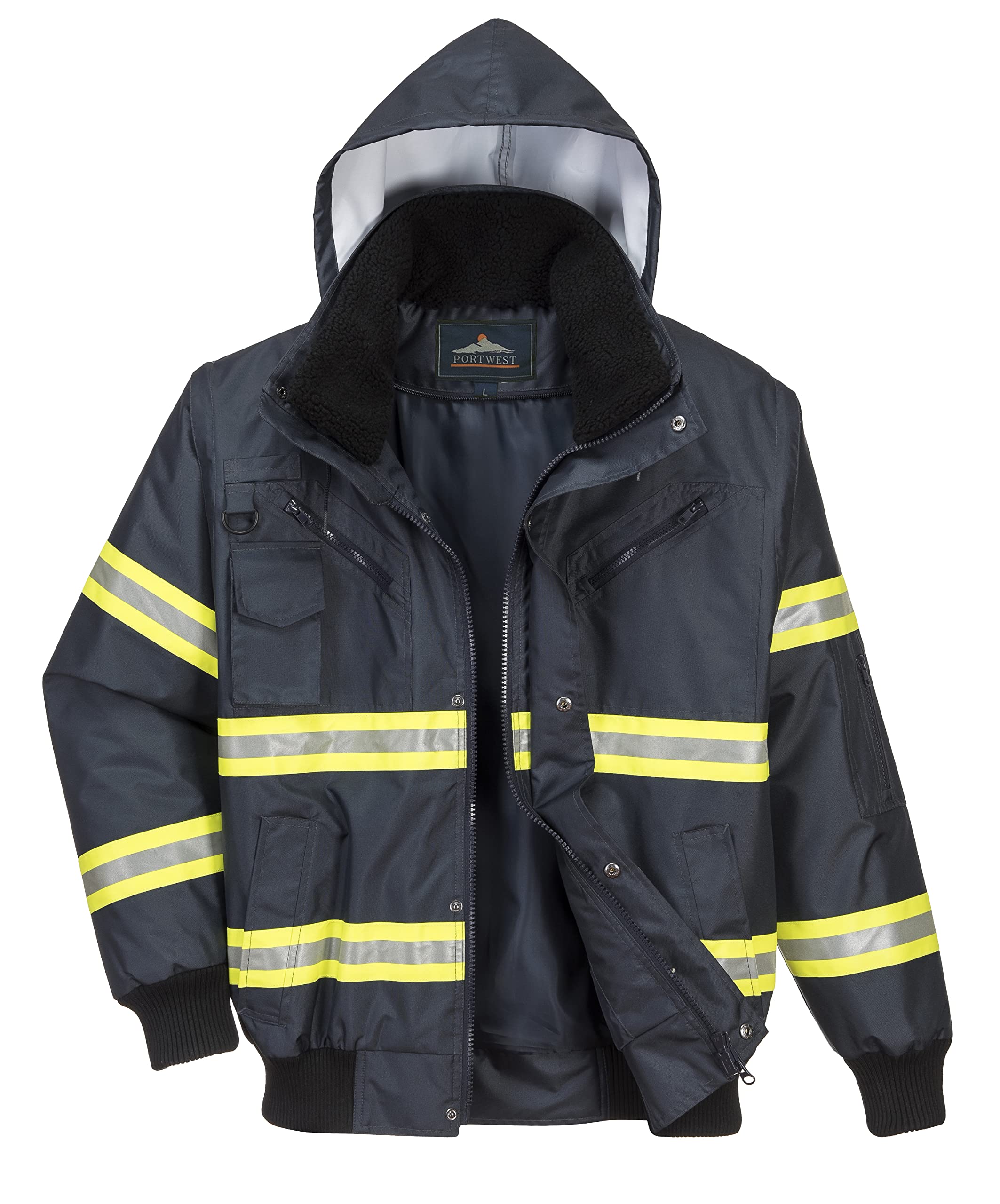 Portwest Men's F126 Work Jacket - Durable & Water-Resistant for Outdoor Work & Construction | Heavy Duty Safety Wear for Laborers & Builders