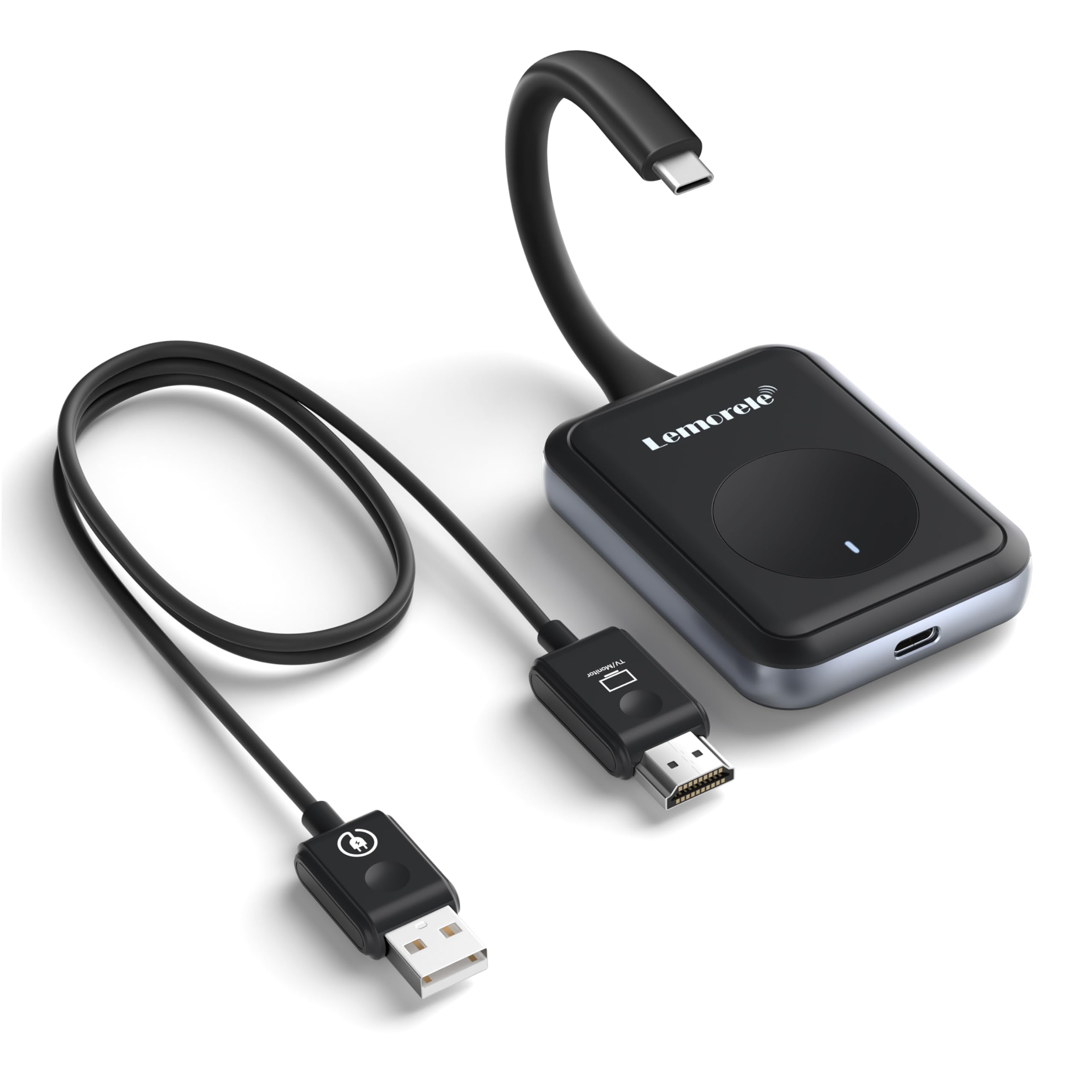 Lemorele Wireless USB-C Transmitter and Receiver Kit - 1080P Full HD Wireless HDMI Extender for Streaming, Plug & Play, 2.4G/5G Dual Band up to 164ft - Perfect for Home Theater, Office Presentations, Gaming, and Mobile Screen Mirroring from Laptop/TV-Box/Smartphone