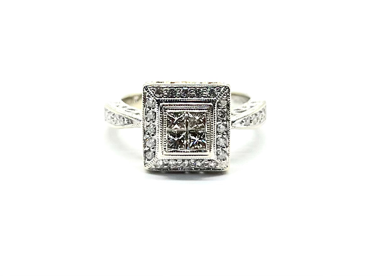 14K White and Yellow Gold Quad Stackable Ring for Women - Elegant Layered Wedding Band Set - Perfect for Bridal, Anniversary, and Everyday Wear