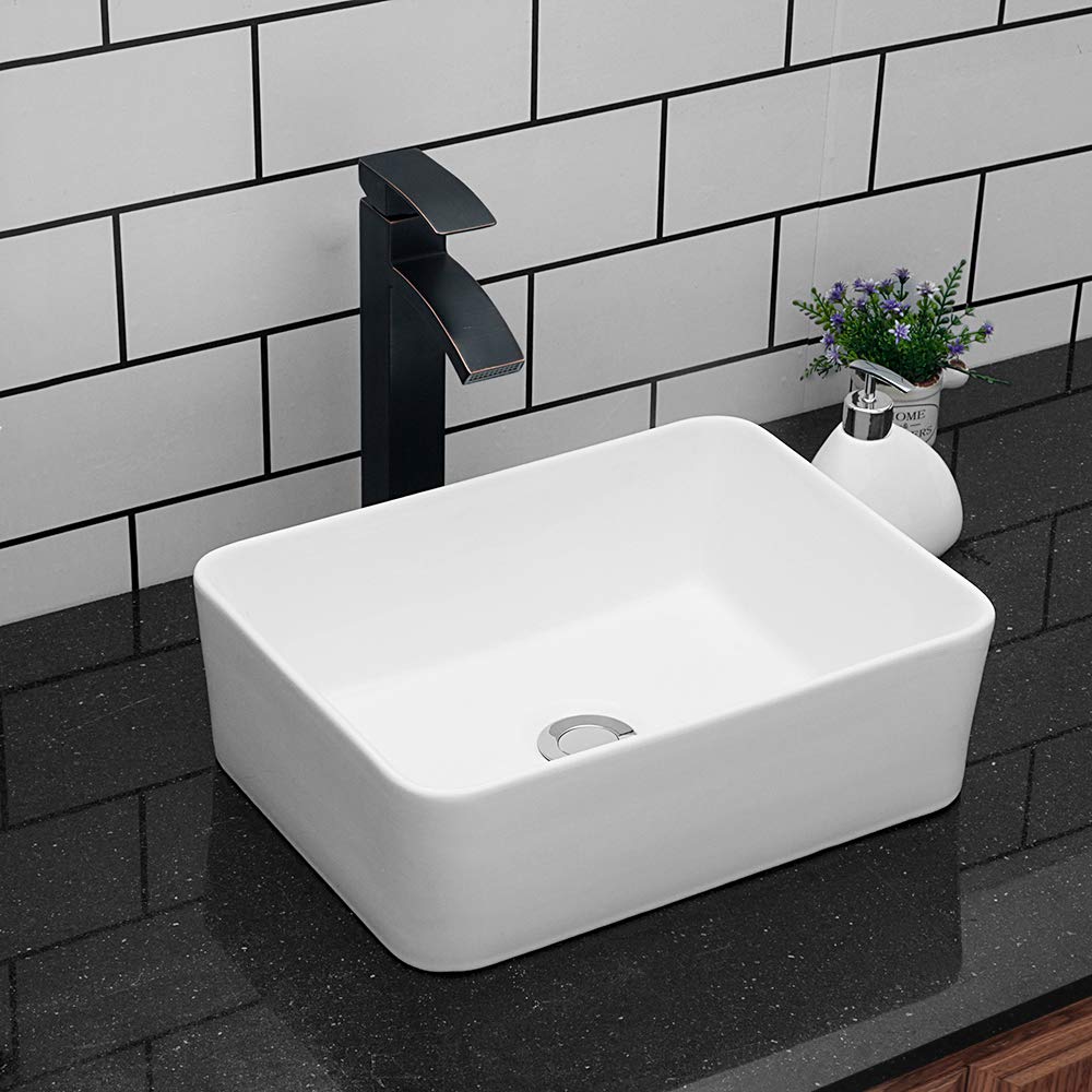 Modern White Porcelain Rectangular Vessel Sink - 16