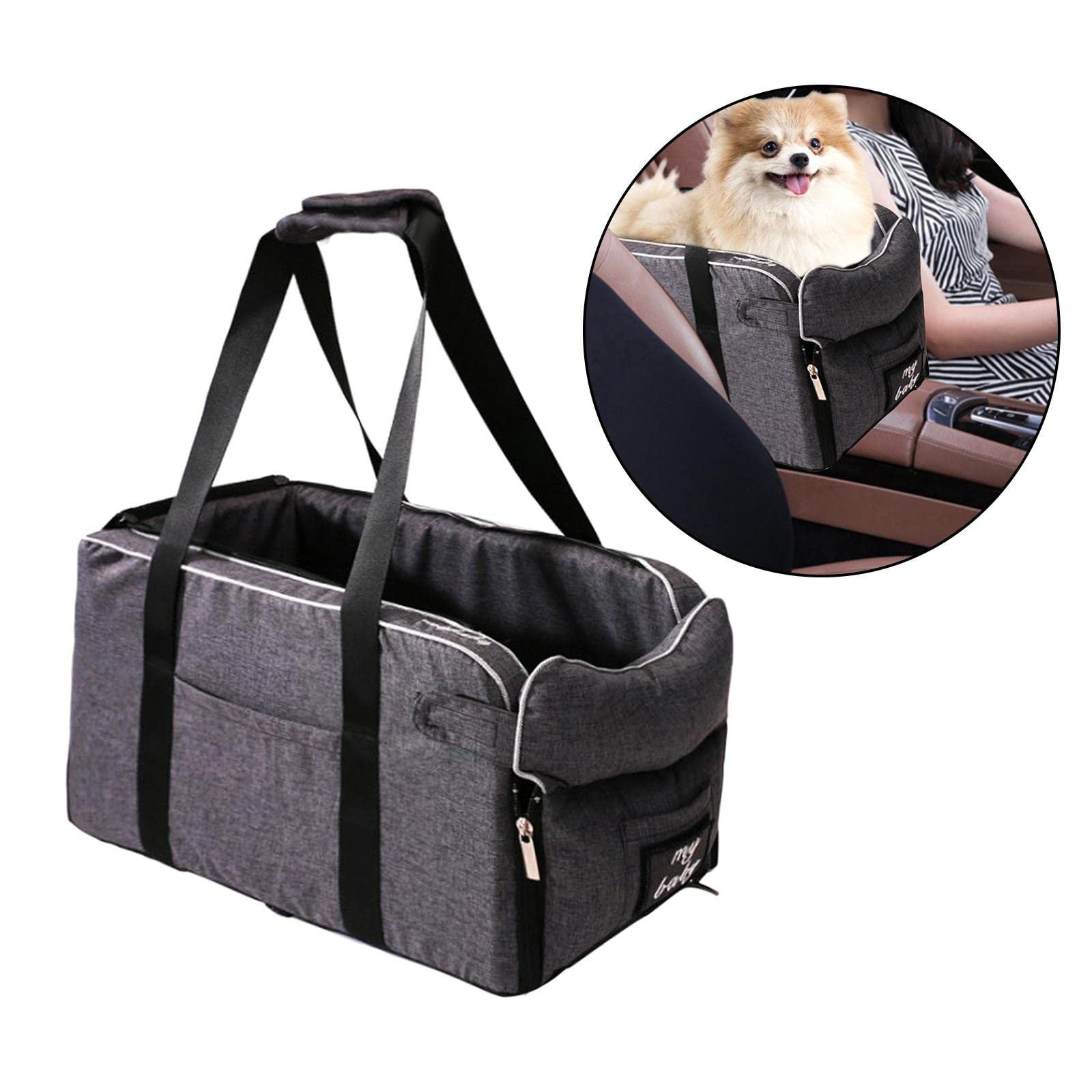 GAH Soft Non-Slip Dog Car Carrier - Pet Booster Seat & Travel Crate for Cars, House Use - Gray | Safe & Comfortable for Small to Medium Dogs | Perfect for Road Trips, Vet Visits & Home Lounging