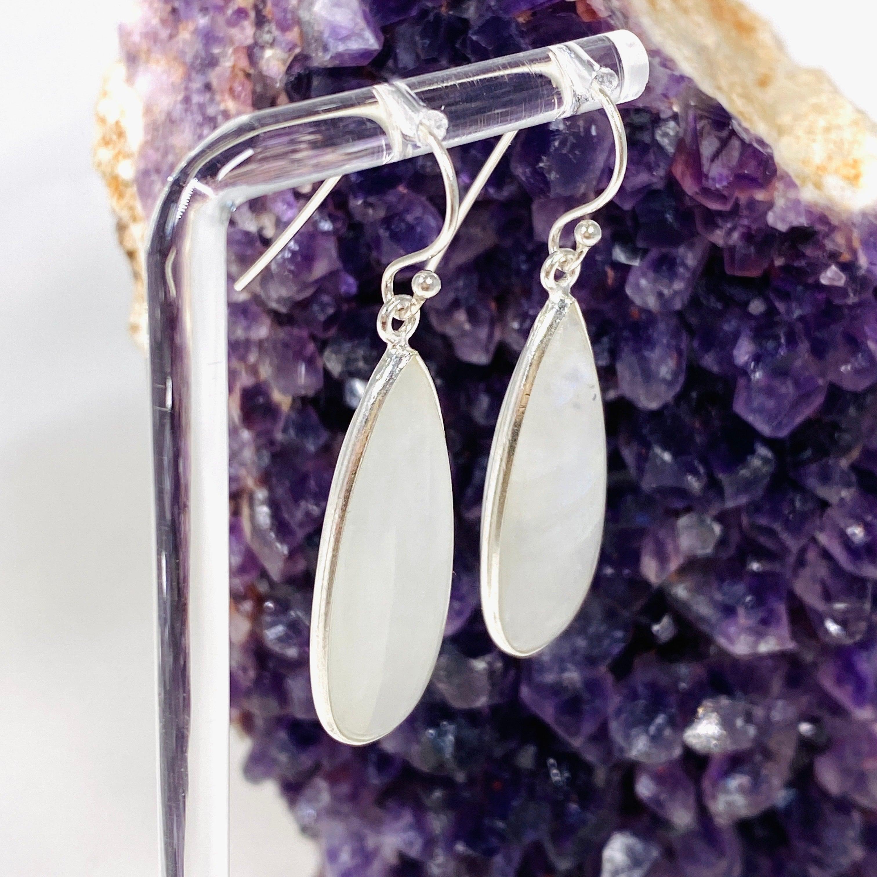 Moonstone Teardrop Earrings for Women - Natural Gemstone Dangle Earrings with Sterling Silver Hooks | Perfect for Weddings, Parties & Everyday Wear