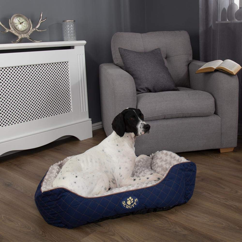 Wilton Small Blue Pet Box Bed - Cozy & Comfortable Dog Cat Bed for Small Breeds - Perfect for Crates, Travel & Home Use