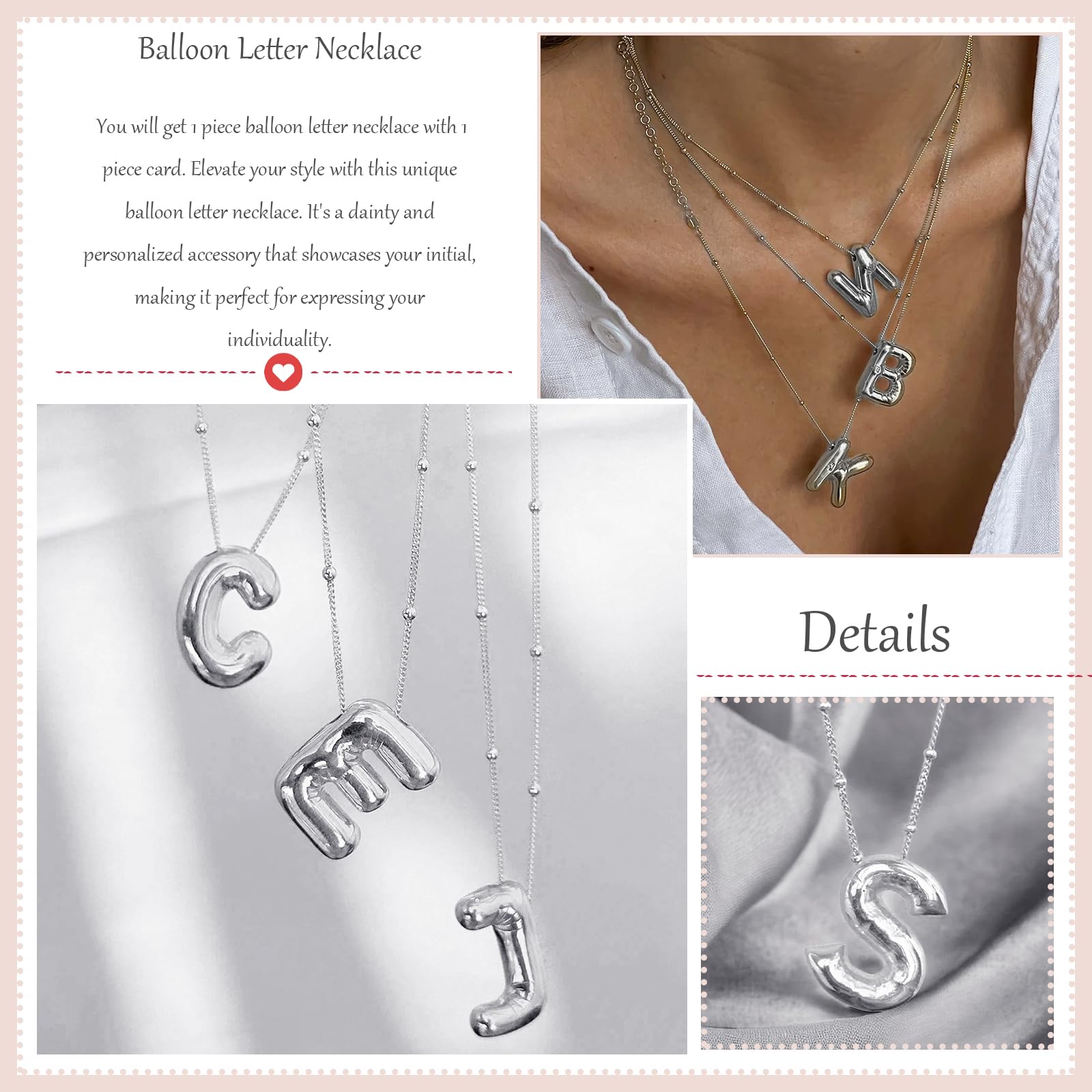 YANCHUN Gold Plated Bubble Letter Necklace for Women - Personalized Initial Charm Necklace, Christmas Gift for Her, Alphabet Stocking Stuffer - Perfect for Holiday Parties & Gifting