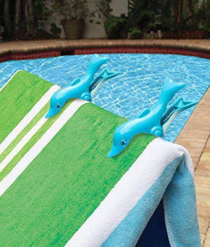 O2COOL Dolphin BocaClips - 2-Pack Beach Towel Clips for Pool, Patio & Outdoor - Secure Towel Holders, Chip Clips & Accessories - Perfect for Beach Days, Swimming Pools & Backyard Relaxation (BCP080E006000)