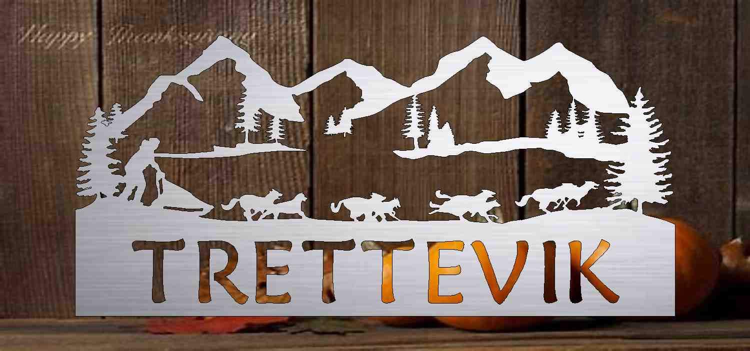 Custom 3ft Metal Dog Sled Sign - Personalized Name Plaque for Home Decor, Man Cave, or Cabin Wall Art