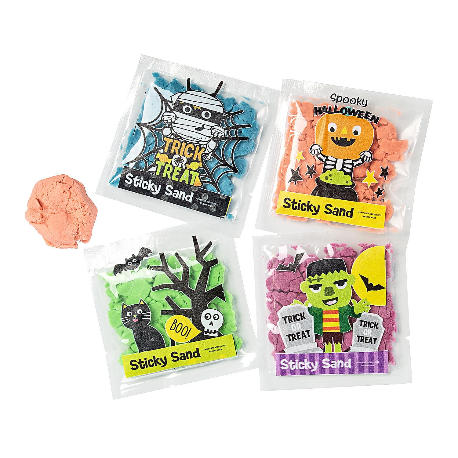 Fun Express Ghoul Gang Sticky Sand - 48-Piece Sensory Play Set for Kids - Halloween Party Favors, Classroom Activities & Stress Relief Toys