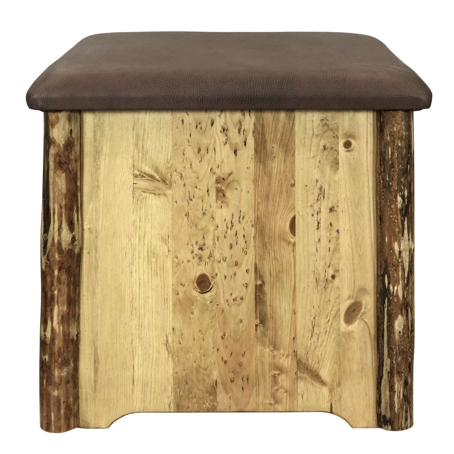 Montana Woodworks Storage Ottoman - Glacier Country Collection - Upholstered Stool with Lacquered Finish - Perfect for Living Room, Bedroom & Home Office