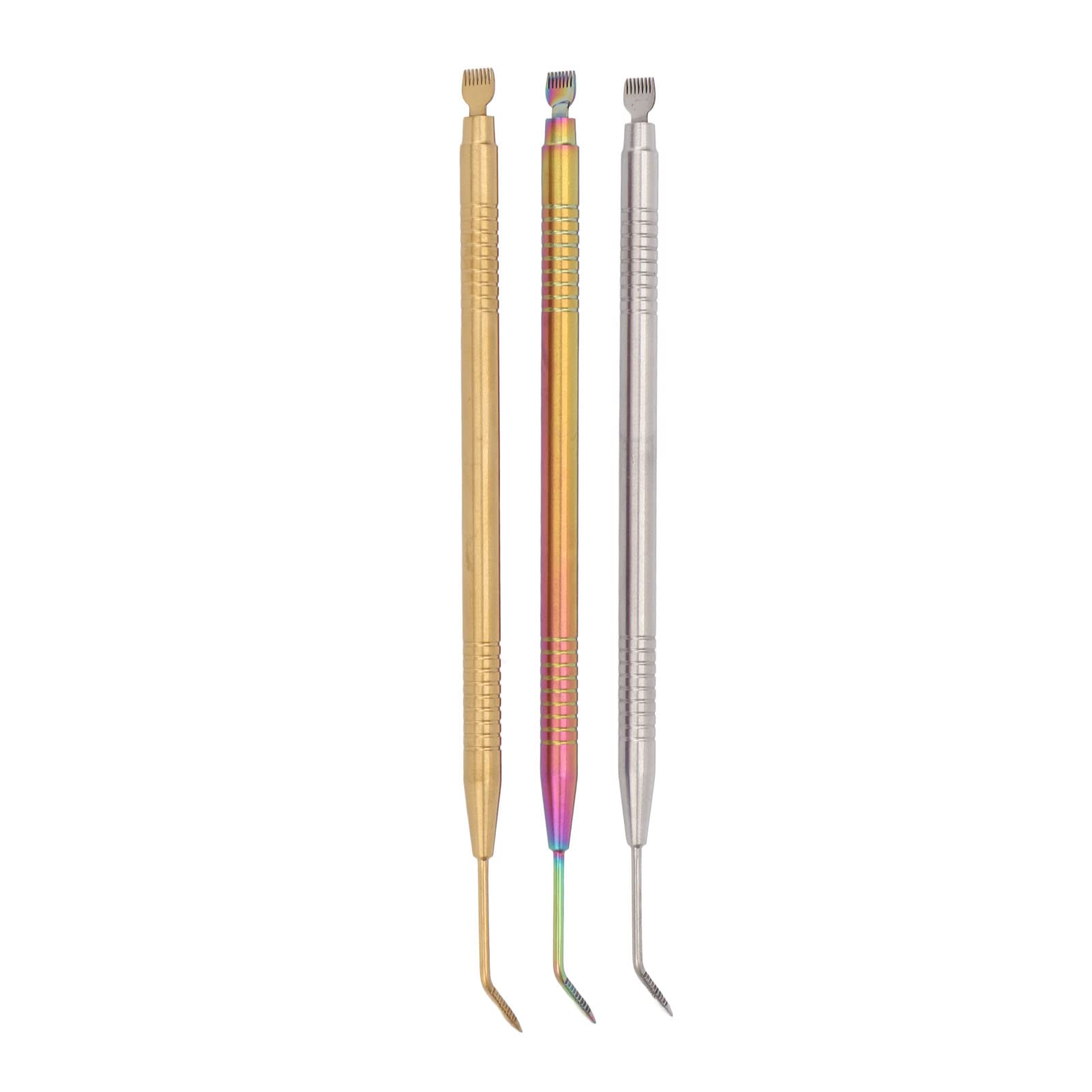 3pcs Stainless Steel Eyelash Lift Perm Tools - Lash Separator & Tint Kit for Eyelash & Eyebrow Perming, Curling & Coloring (Golden/Silver) - Professional Salon & Home Use Beauty Accessories