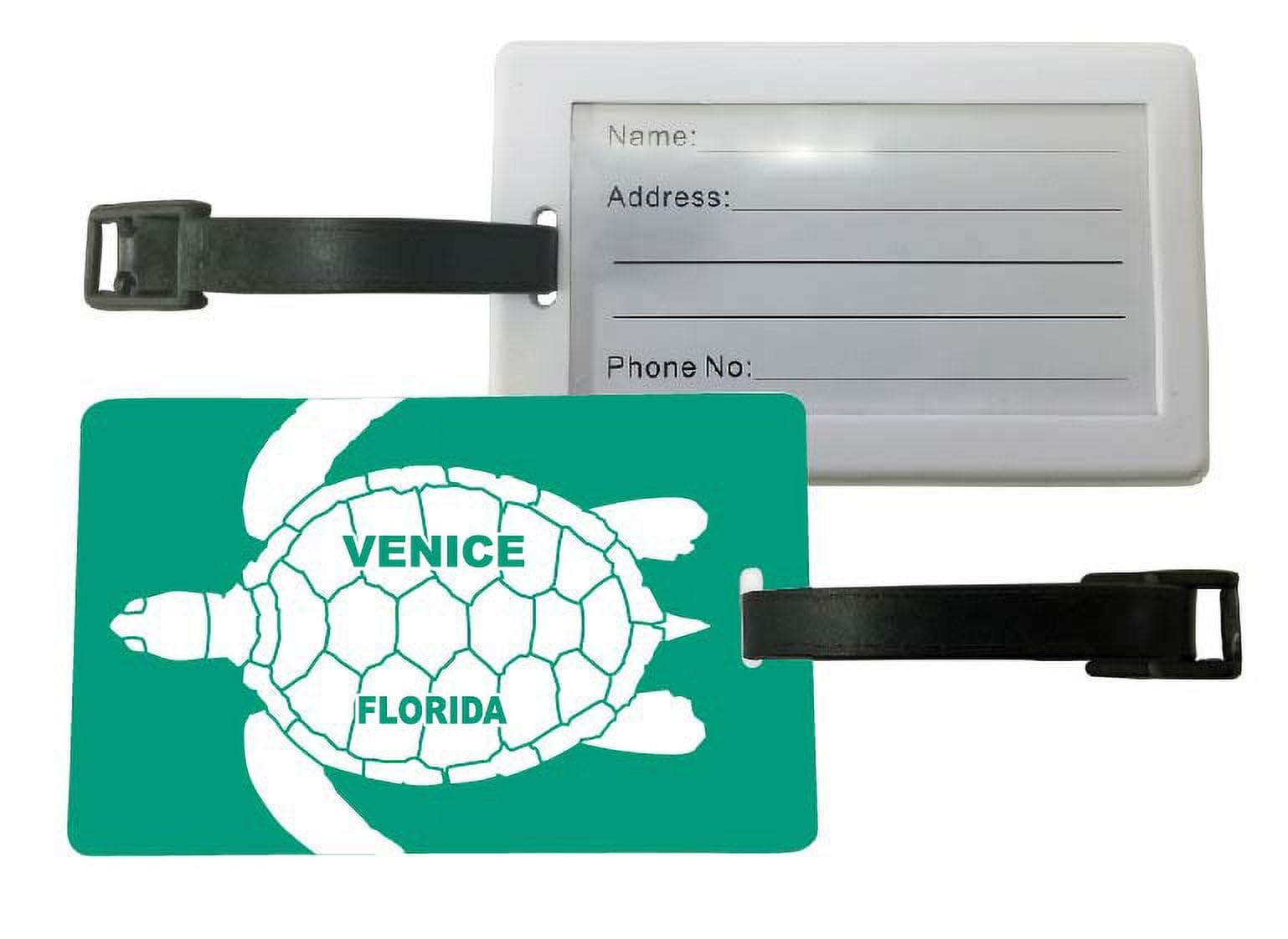 Venice Florida Turtle Design Souvenir Travel Luggage Tags - 2 Pack Set for Vacation, Beach Trips & Cruise Ship Identification