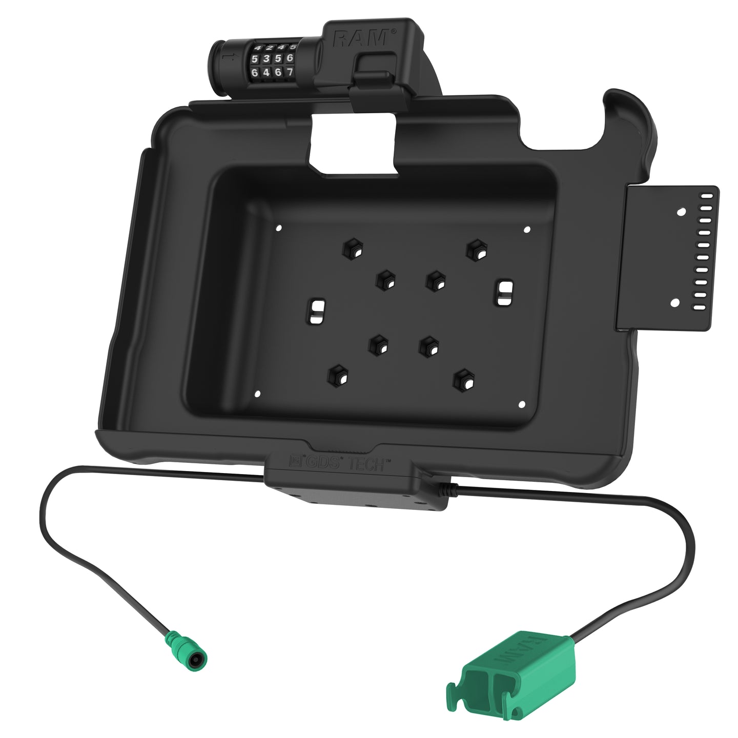 GDS® Secure Combo Locking Power & Dual USB Charging Dock for Zebra ET5x 10.1 Series - Compatible with RAM HOL ZE11PD2CLU | Perfect for Retail, Warehouse & Logistics Charging Stations
