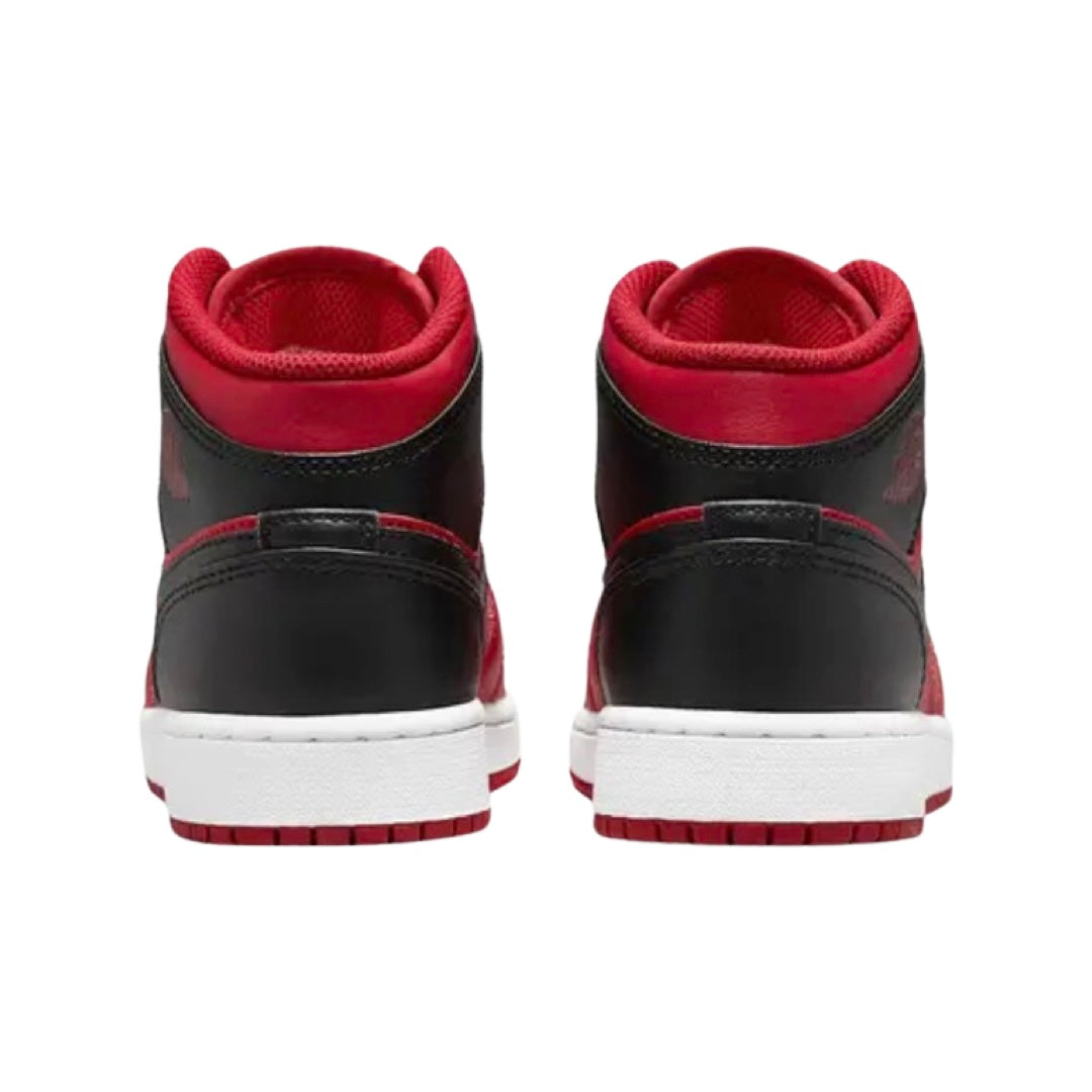 Air Jordan 1 Mid Reverse Bred Black Gym Red White Basketball Shoes - Stylish Sneakers for Men's Streetwear & Gym Workouts