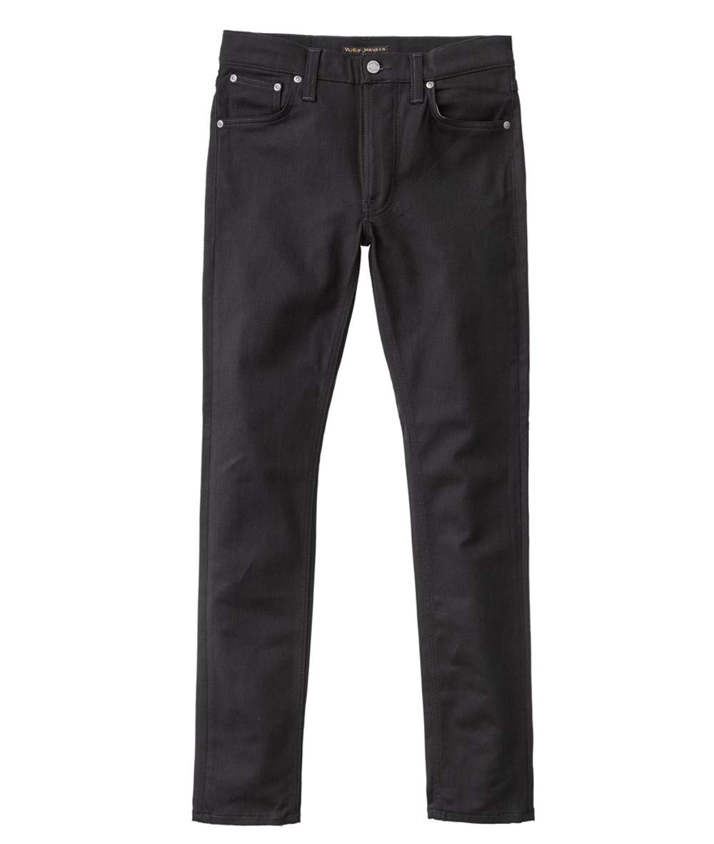 Nudie Jeans Lean Dean Unisex Dry Ever Black Stretch Denim Jeans 30x34 for Men & Women | Slim Fit Comfortable Jeans for Casual Wear & Everyday Outfits