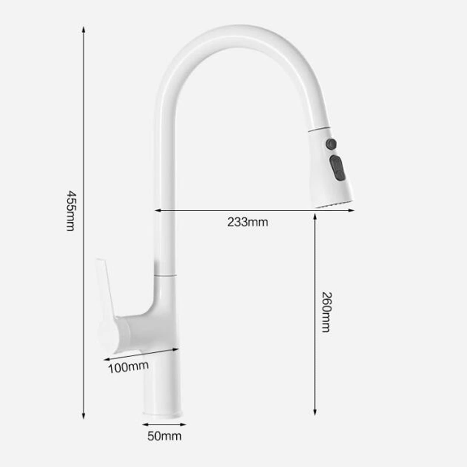 Premium Brass Pull-Out Kitchen Faucet with Sprayer - Hot & Cold Water Mixer Tap, Retractable Swivel Spout, White Finish for Modern Sinks (Ideal for Cooking, Dishwashing & Food Prep)