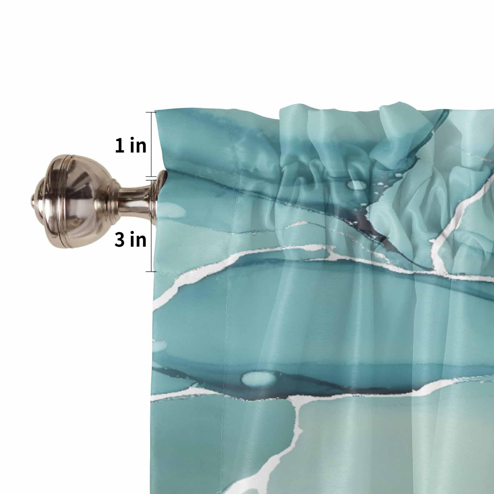 Marble Window Valance - Teal Blue Farmhouse Design for Living Room & Bedroom Decor