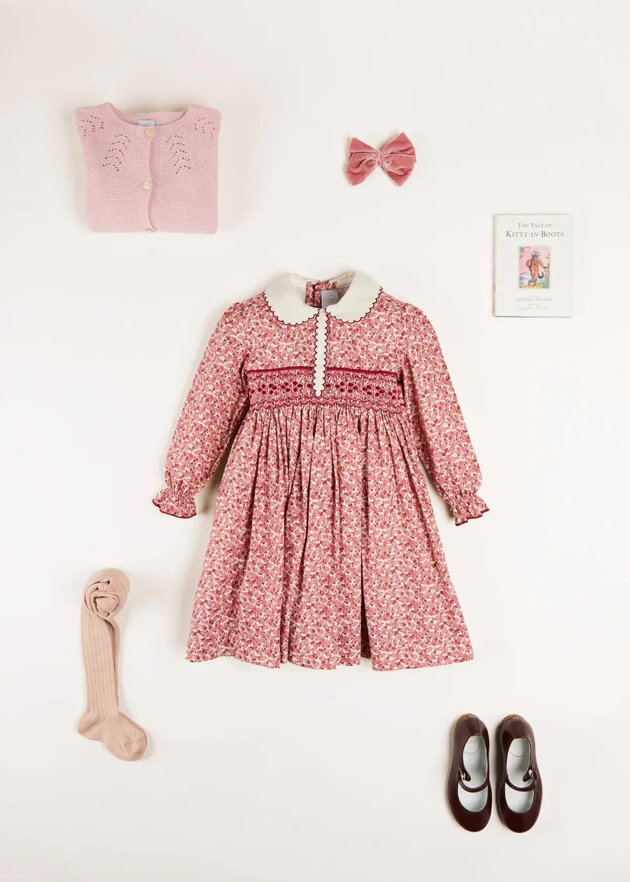 Pink Evelyn Floral Dress for Girls - Elegant Summer Party & Special Occasion Outfit
