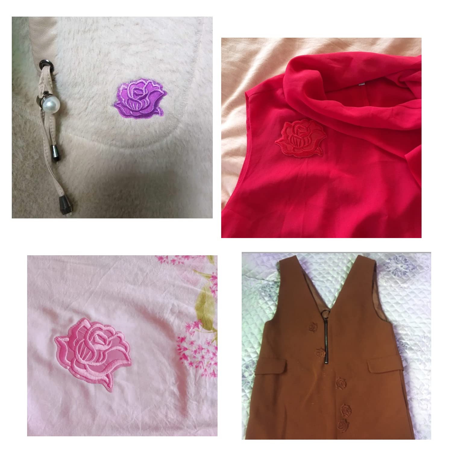 Flowers Butterfly Iron On & Sew On Embroidery Applique Patches for DIY Crafts, Clothing, Bags - Large Rose (18pcs) - Perfect for Denim Jackets, Backpacks & Home Decor