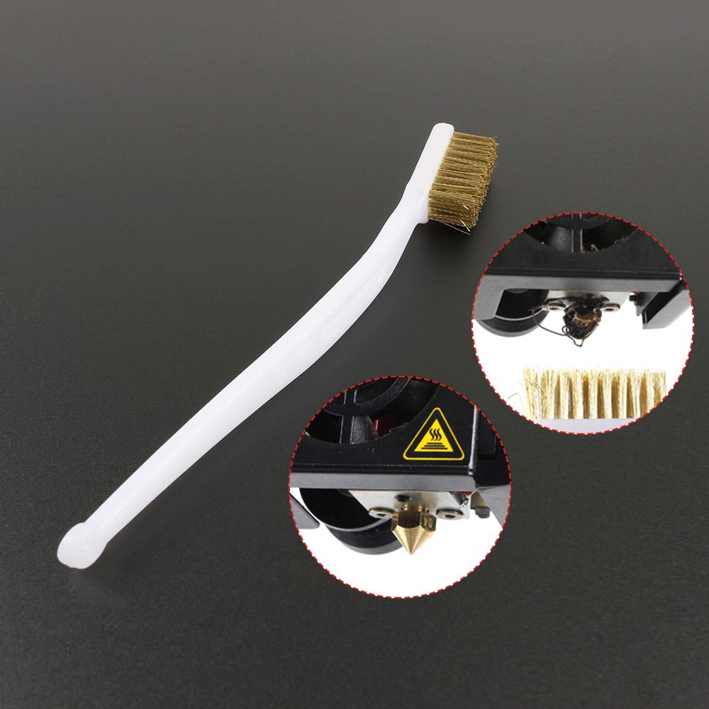 3D Printer Nozzle Cleaning Kit - Copper Wire Brush & Handle for Hotend, Extruder, and Print Bed Maintenance - Perfect for Removing Clogs, Filament Residue, and Debris in 3D Printing Workspace