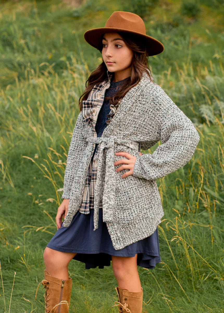 Orlagh Cardi Women's Knit Cardigan Sweater - Cream Black Marl | Soft & Cozy Open Front Long Sleeve Wrap | Perfect for Fall Winter Outfits, Office Wear & Casual Chic Looks