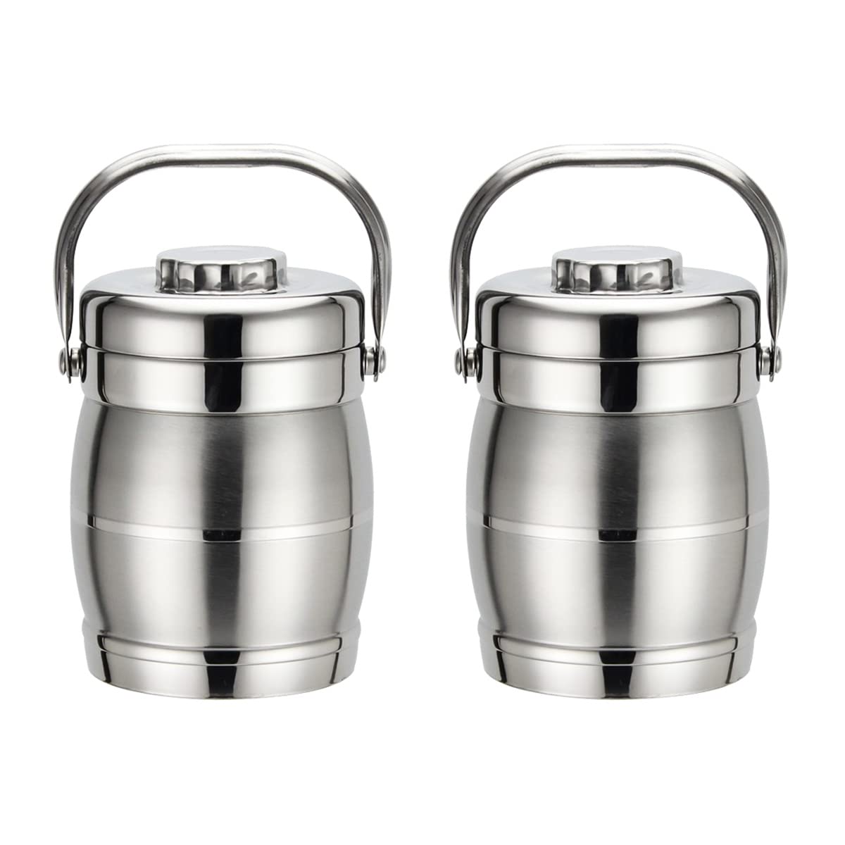 DOITOOL 2-Pack Stainless Steel Insulated Lunch Box - Double Layer Vacuum Insulation Food Container (1.6L, Silver, Drum Style) - Perfect for Office, School, Picnics & Outdoor Activities