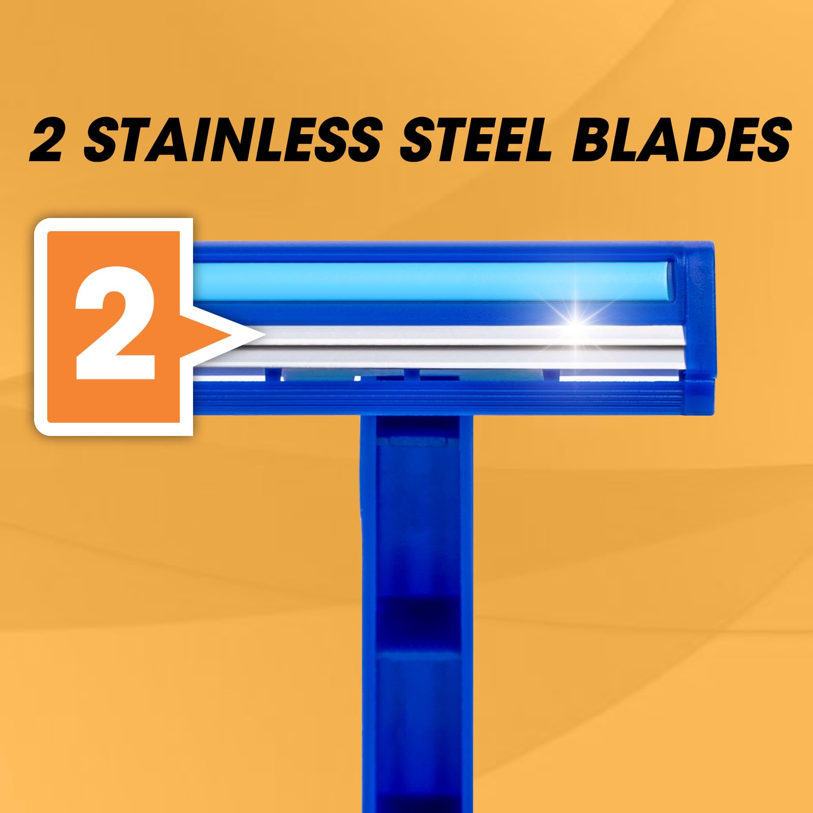 50 Pack Disposable Razors with Lubricating Strip - 2 Blade Safety Razors with Clear Protective Cap - Bulk Shaving Razors for Men & Women - Travel, Hotel & Bathroom Essentials - Blue