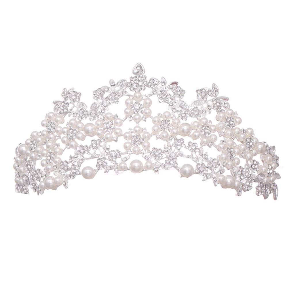 SOIMISS Women's Bridal Headpiece - Pearl Tiara Crown for Wedding, Fairy Tiara, European & American Style Bride Headband (White) | Perfect for Bridal Showers, Weddings, and Special Occasions