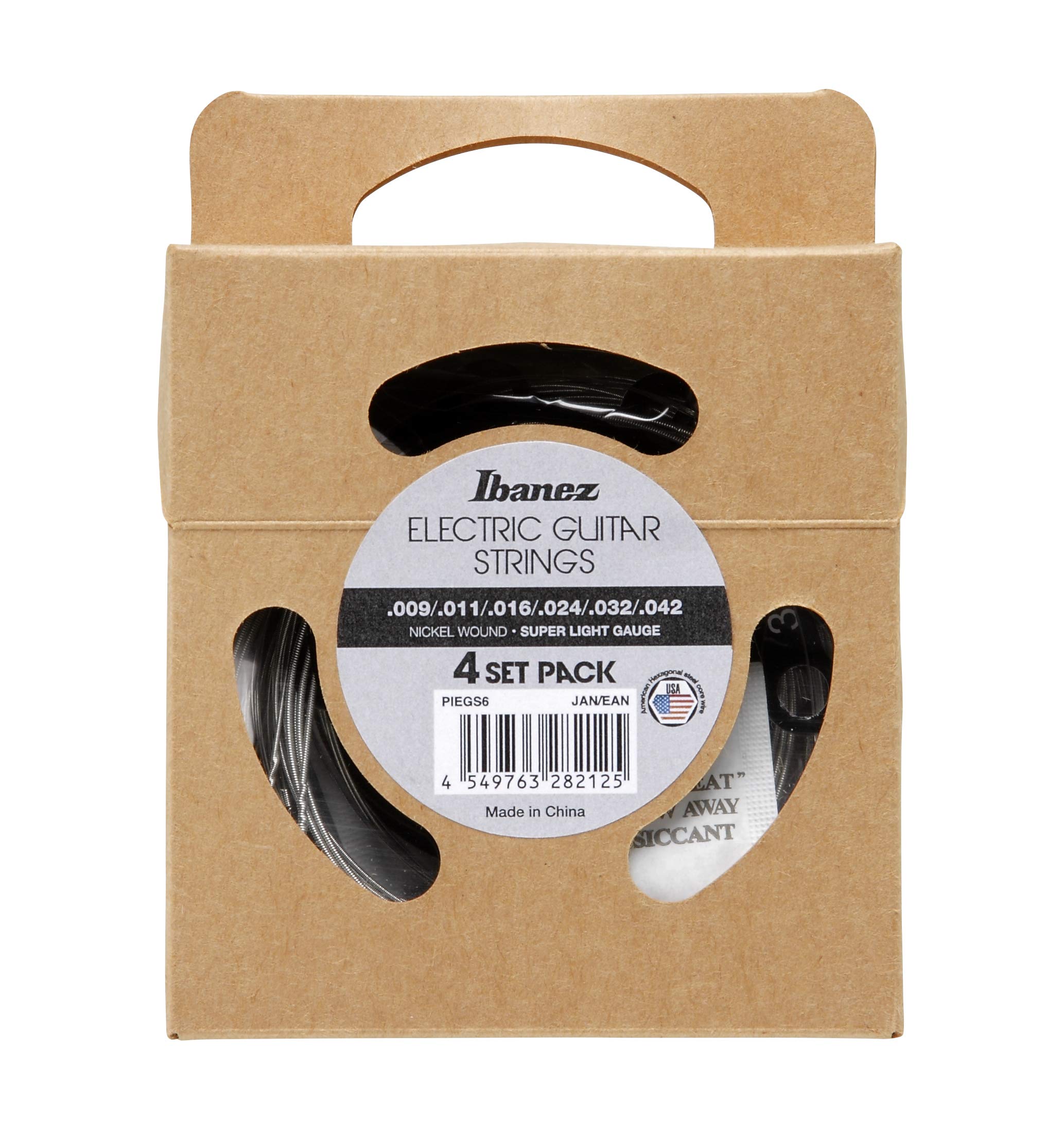 Ibanez PIEGS6 Electric Guitar Strings - 4 Pack Set for Rock, Blues & Metal | High-Quality Nickel Wound Strings for Electric Guitars | Perfect for Live Performances & Studio Recording