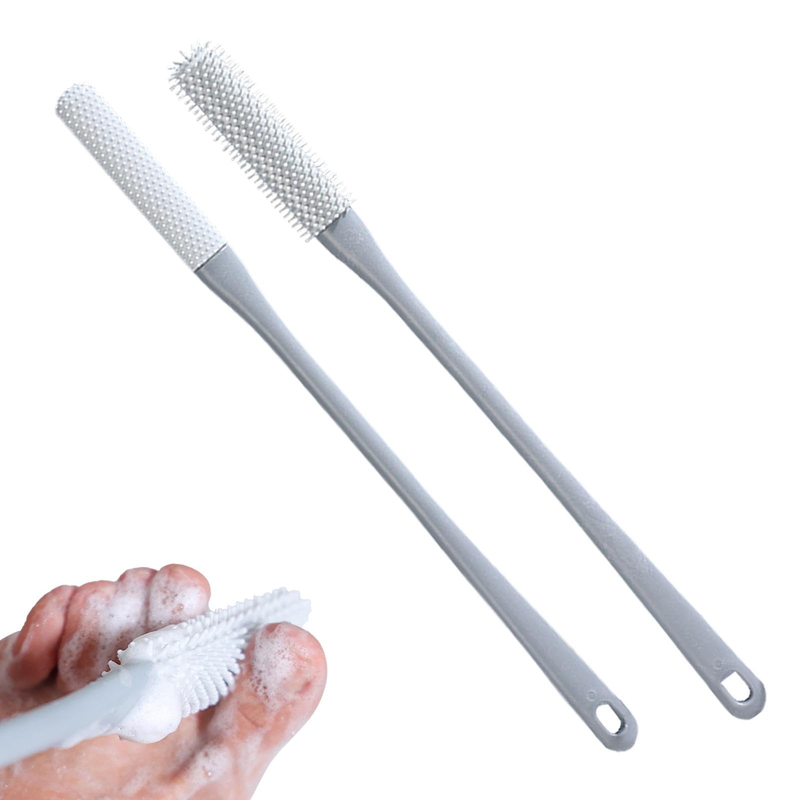 Silicone Toe Brush for Cleaning Toe Gaps - Long Handle Shower Foot Scrubber for Elderly & Seniors - Perfect for Bathroom Hygiene and Pedicure Care