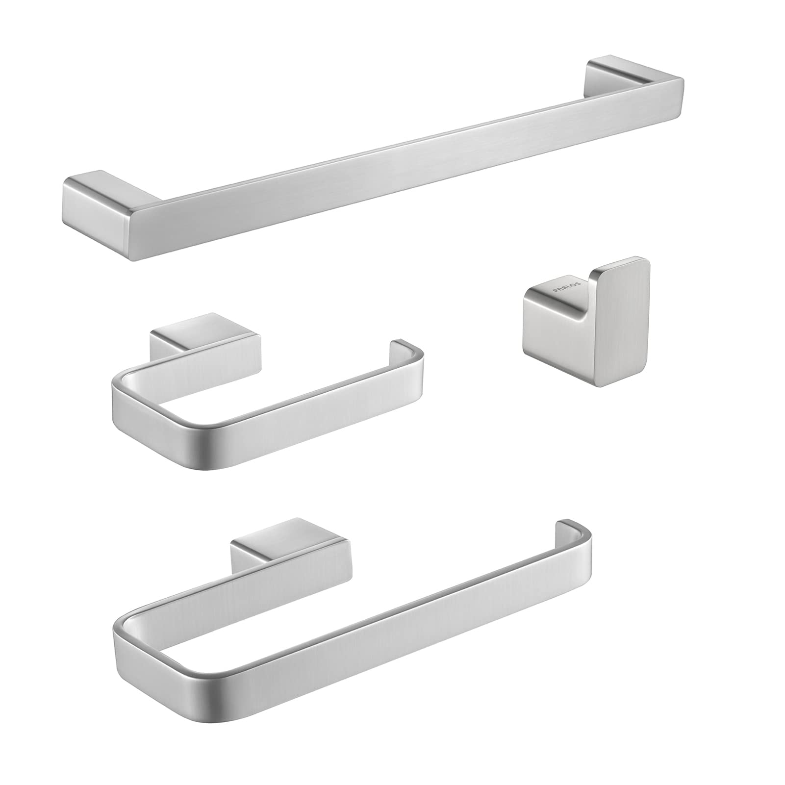 PARLOS Premium 4-Piece Bathroom Hardware Set - Brushed Nickel Finish - Includes 17