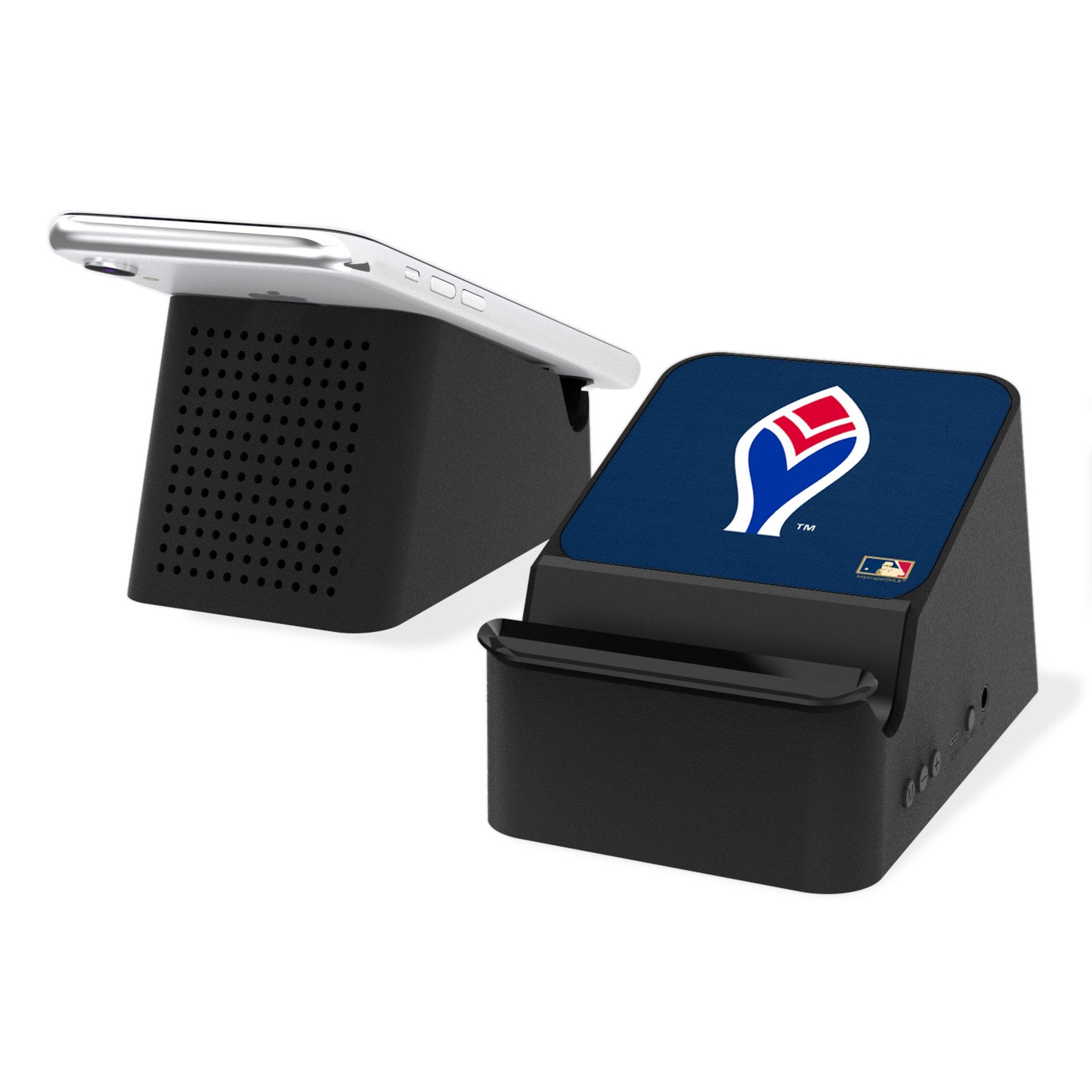 Atlanta Braves Cooperstown Collection Wireless Charging Station with Bluetooth Speaker - Vintage 1972-1975 Design for Home, Office & Baseball Fan Gifts