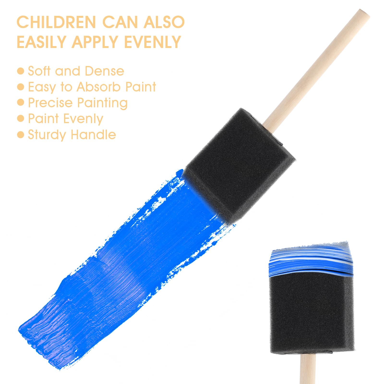 10 PCS Foam Paint Brushes Set - 4 Sizes Sponge Brushes with Wooden Handle for DIY Crafts, Wall Painting & Smooth Paint Application - Soft Paint Applicator for Artists, Kids & Home Decor Projects