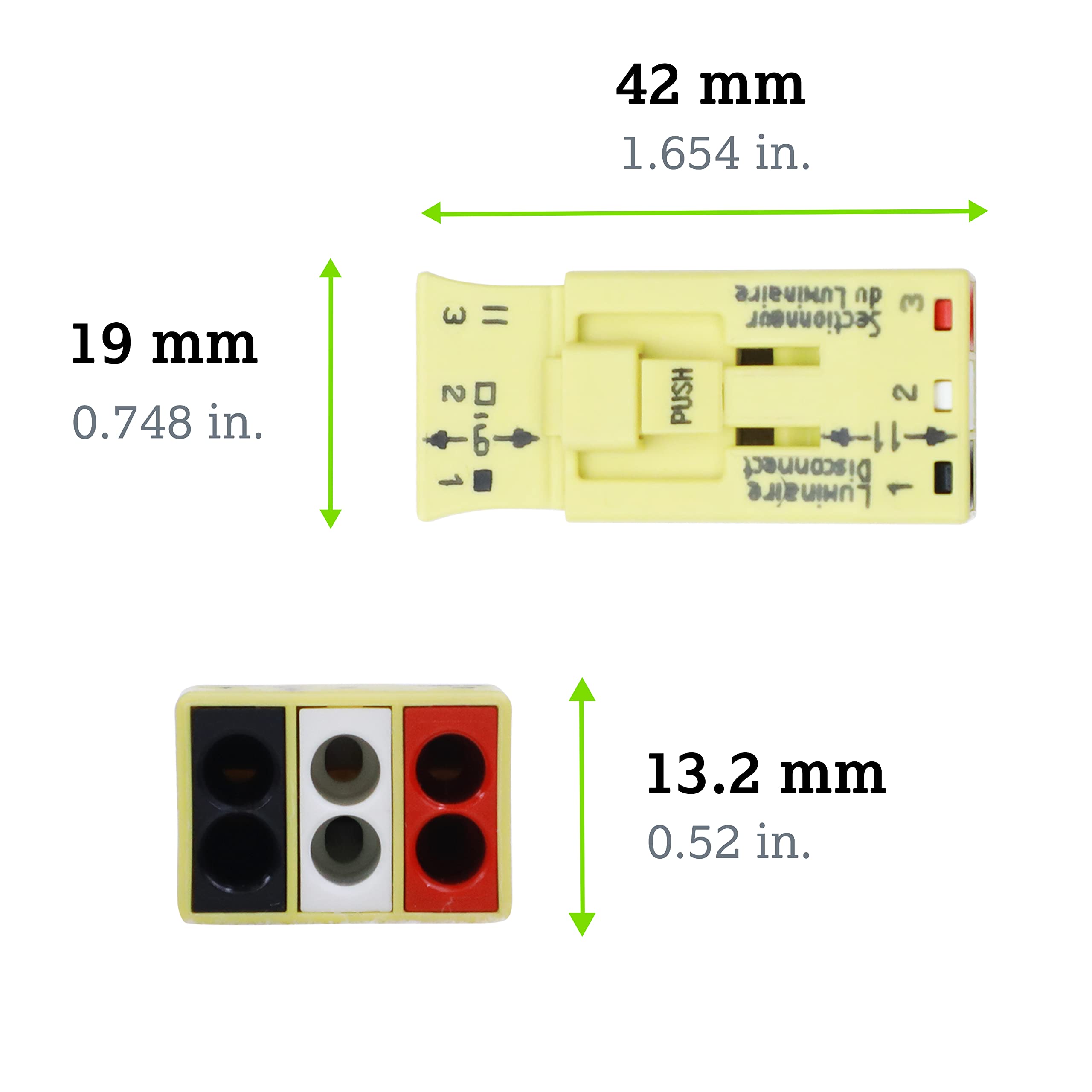 WAGO 873-903 Luminaire Disconnect Connector - 3 Pole Electrical Connector for Lighting Fixtures | Yellow Disconnect Terminal Block | Switching & Dimming Applications | Ideal for LED Lights, Commercial Lighting & Home Electrical Projects | 100-Piece Bulk Pack