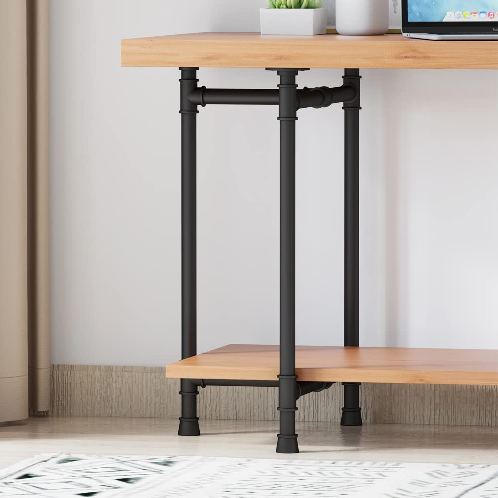 Heavy Duty Metal Table Legs 28 Inch - Industrial Black Desk Legs Set of 2, Modern Dining Furniture Legs with Steel Pipe Design for Kitchen Tables, Workbenches & Office Desks