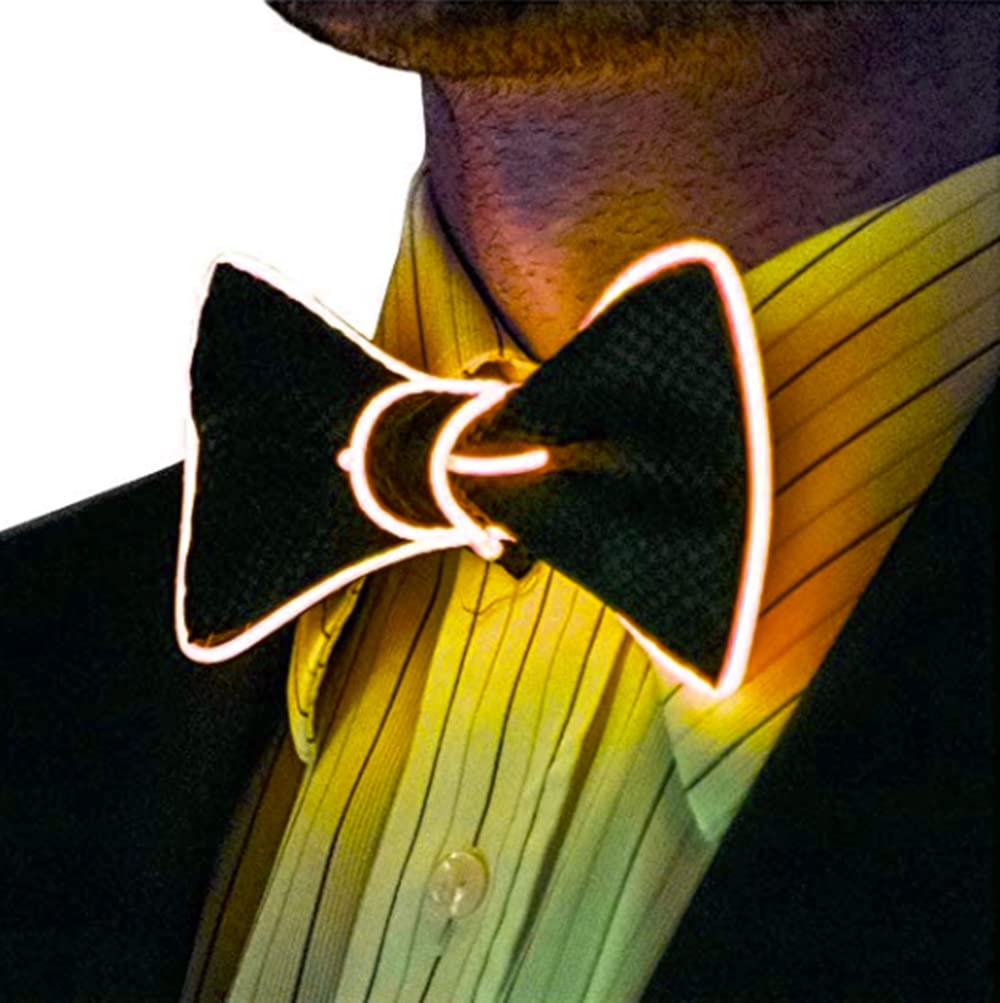 Glowing LED Bow Tie - Adjustable Light Up Bowtie with EL Wire for Men & Women - Perfect for Parties, Raves, Halloween, and Cosplay