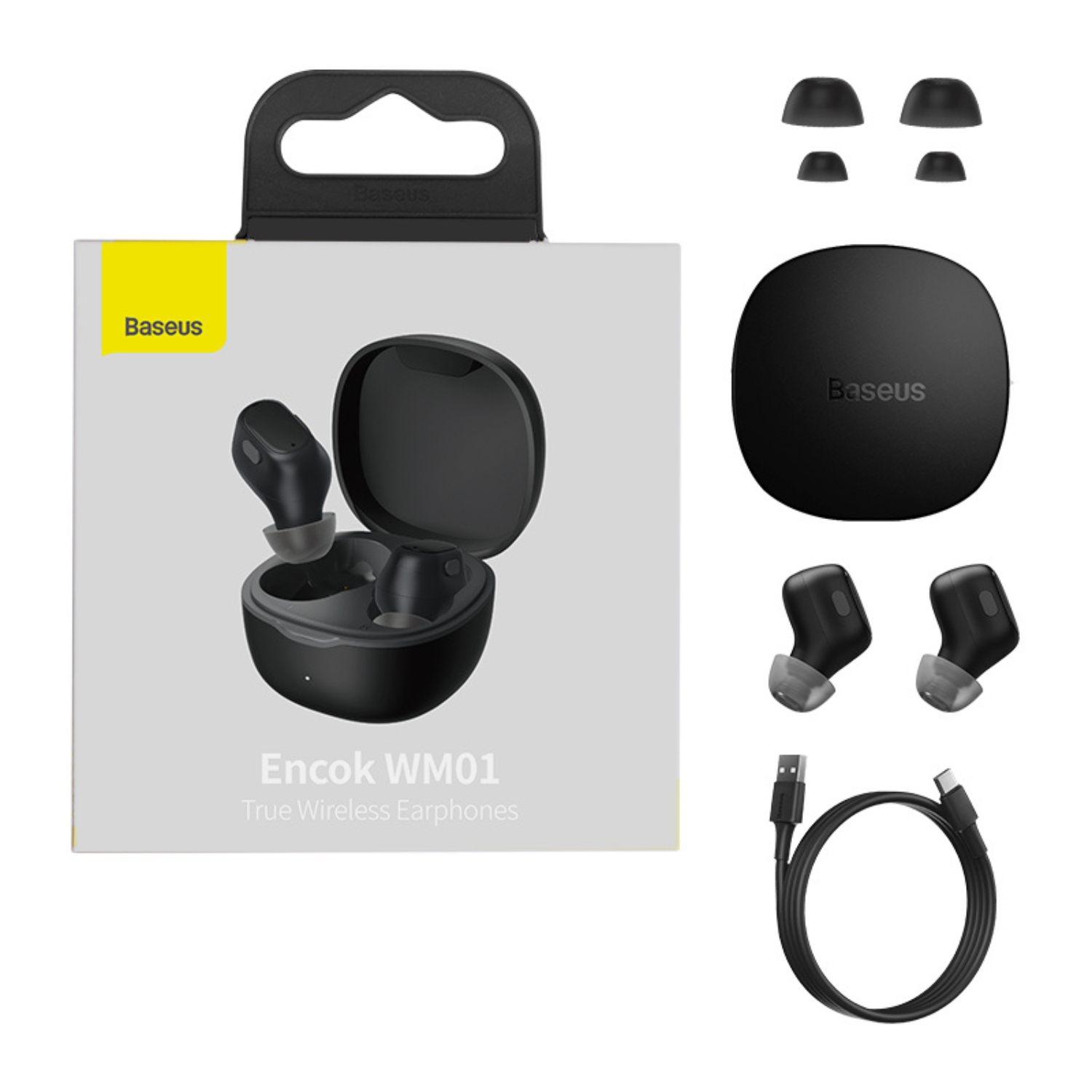 Baseus Encok True WM01 Wireless Earbuds - Black | Bluetooth Headphones for Gym, Running & Travel