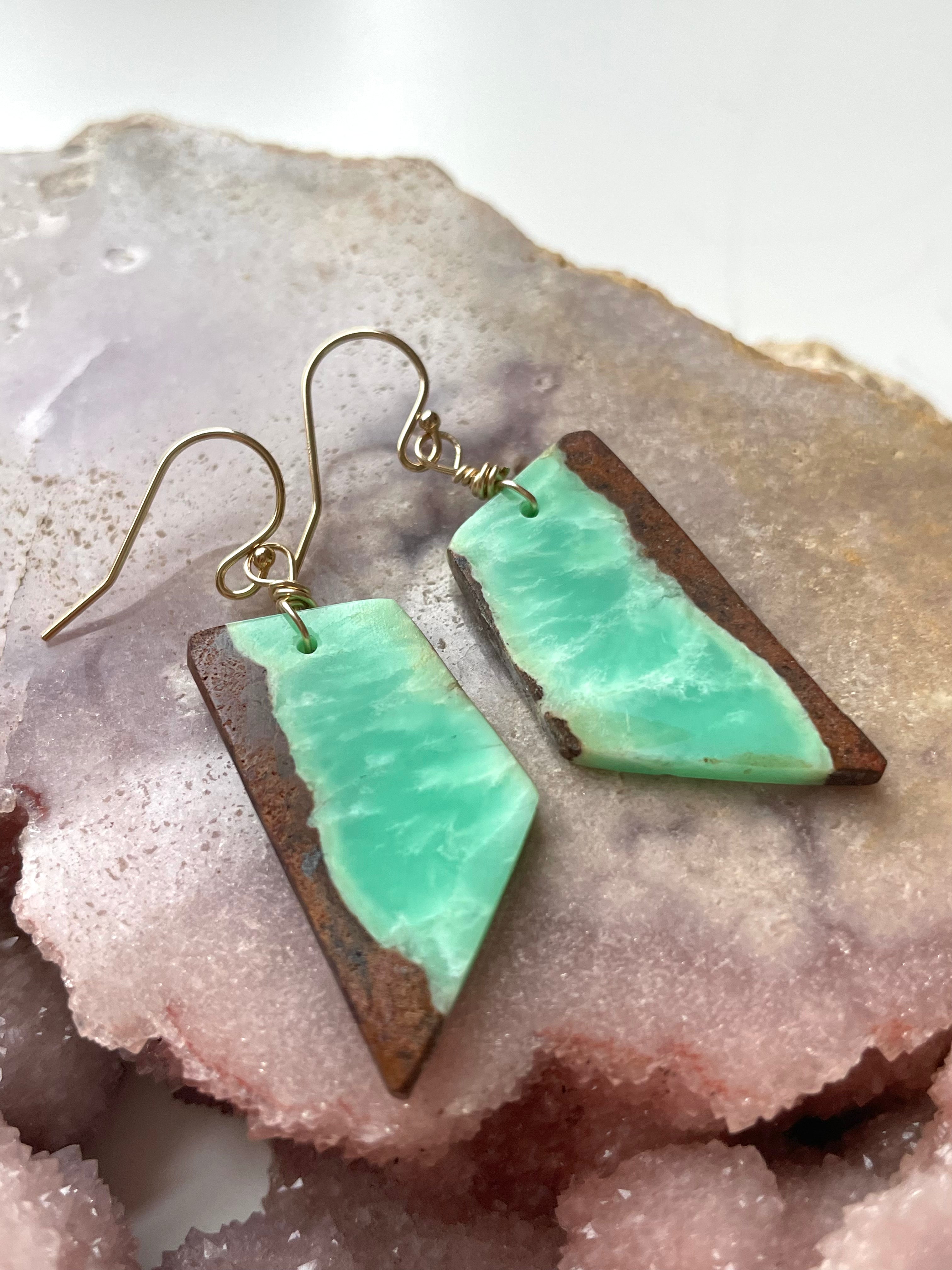 Chrysoprase Statement Earrings - 14K Gold Filled Dangle Earrings for Women | Elegant Jewelry Gift for Birthday, Anniversary & Special Occasions
