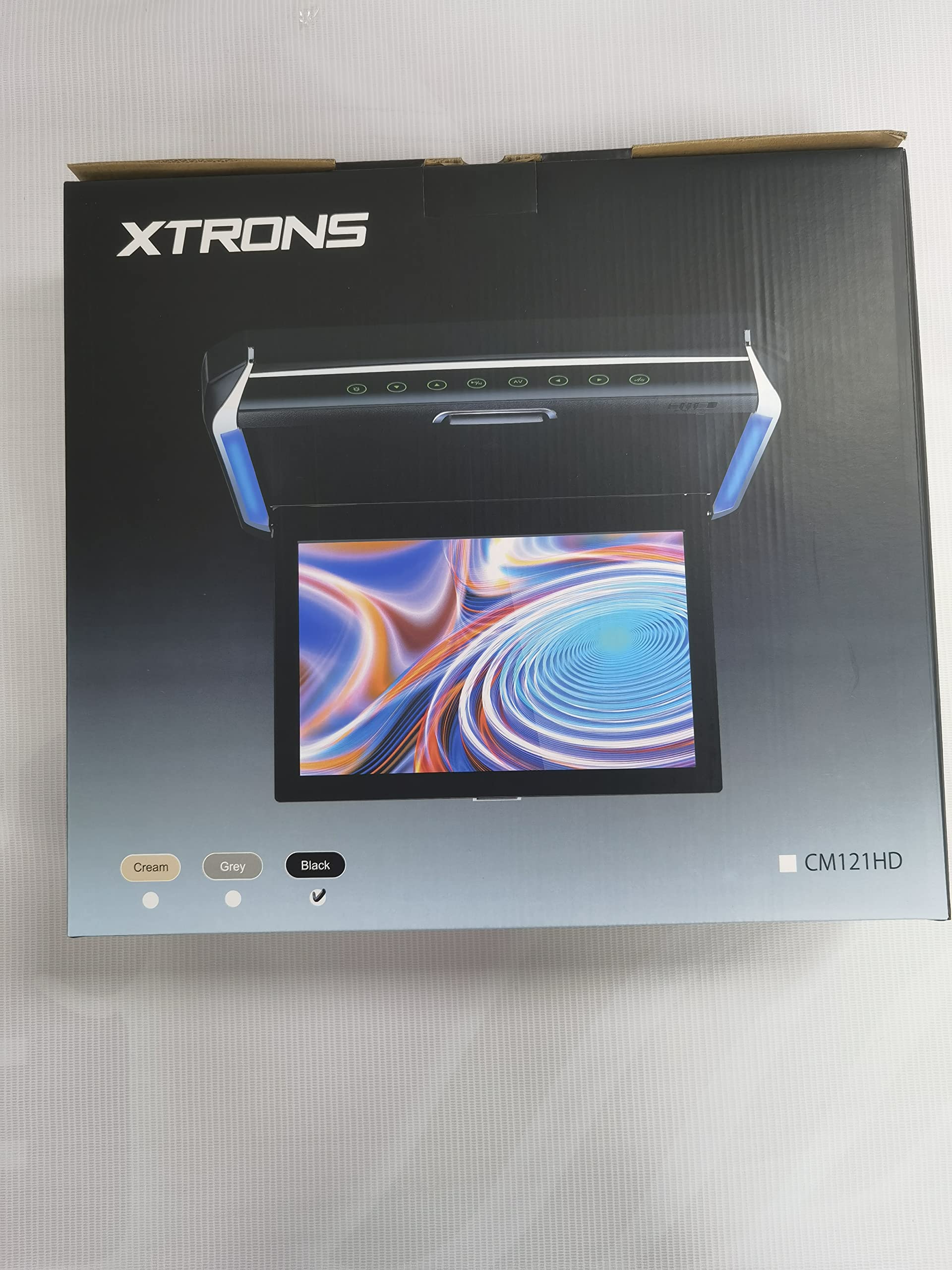 XTRONS® 12.1 Inch 1080P HD Roof Mounted Car Overhead Monitor with HDMI Port & IR Headphones - Black New Version (No DVD) for Rear Seat Entertainment in SUVs, Minivans, and Family Vehicles