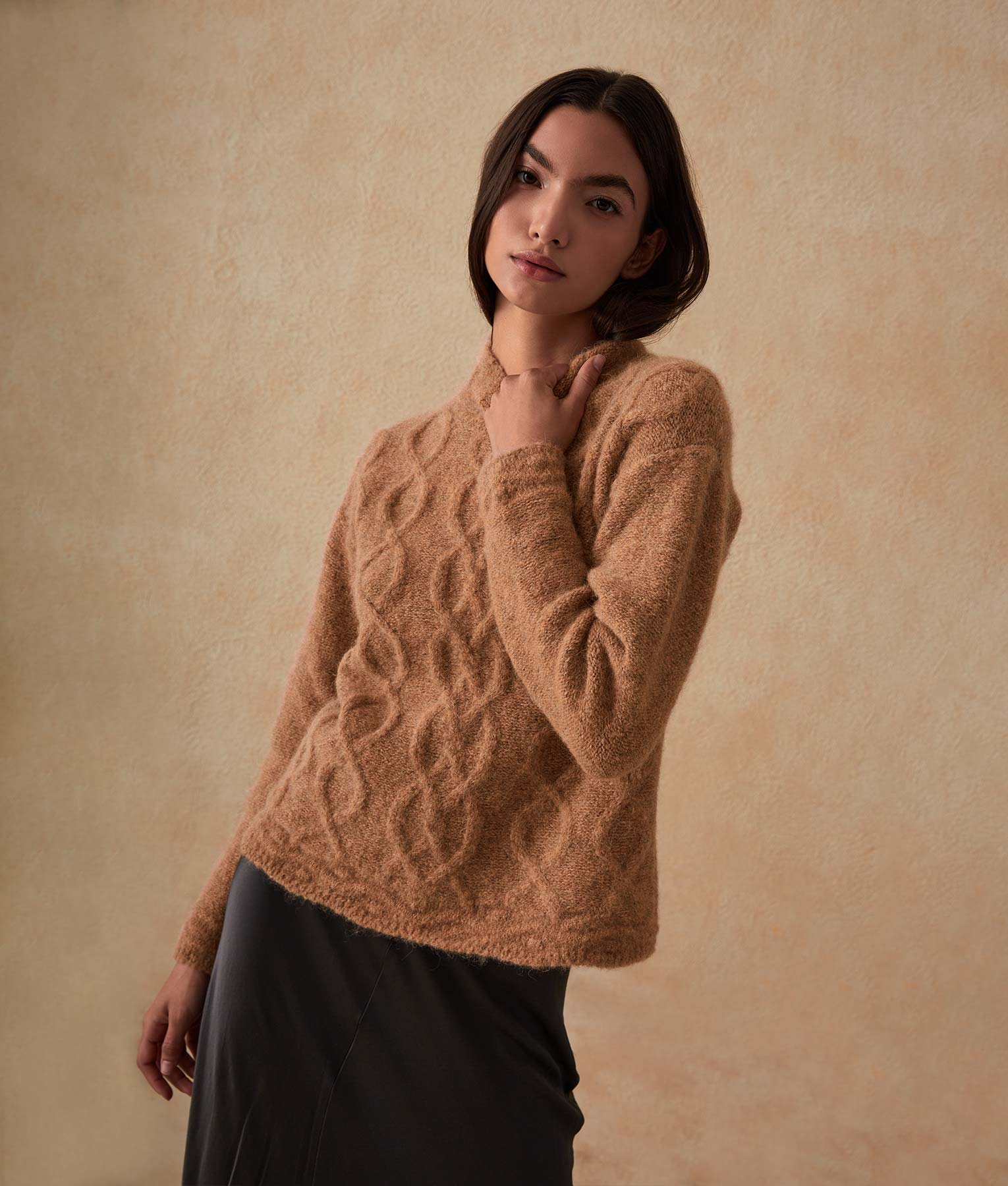 Women's High Neck Cable Knit Sweater - Soft & Warm Winter Pullover for Casual & Office Wear | Perfect for Fall & Winter Outfits
