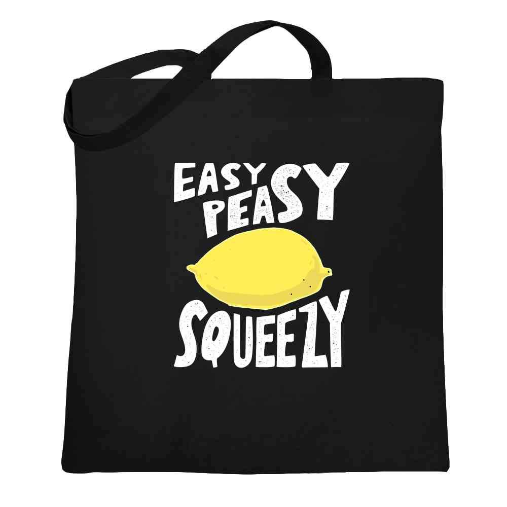 Pop Threads Easy Peasy Lemon Squeezy Cute Funny Canvas Tote Bag - Stylish Reusable Shopping Bag for Groceries, Beach, Work & School