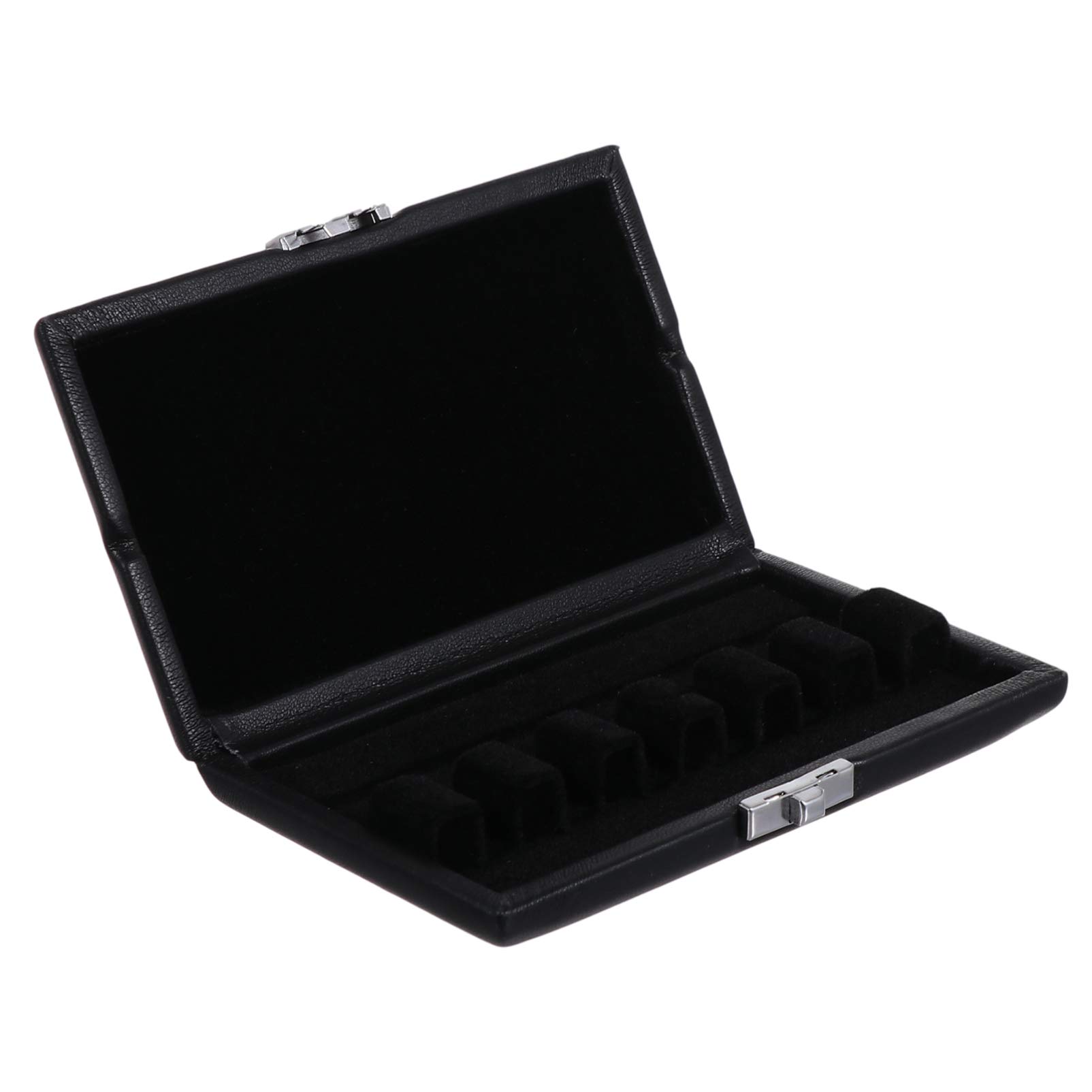 Premium Black PU Leather Bassoon Reed Case - 6 Slot Organizer Box with Metal Lock Buckle for Oboe, Bassoon & Clarinet Reeds | Secure Storage Solution for Musicians & Music Students