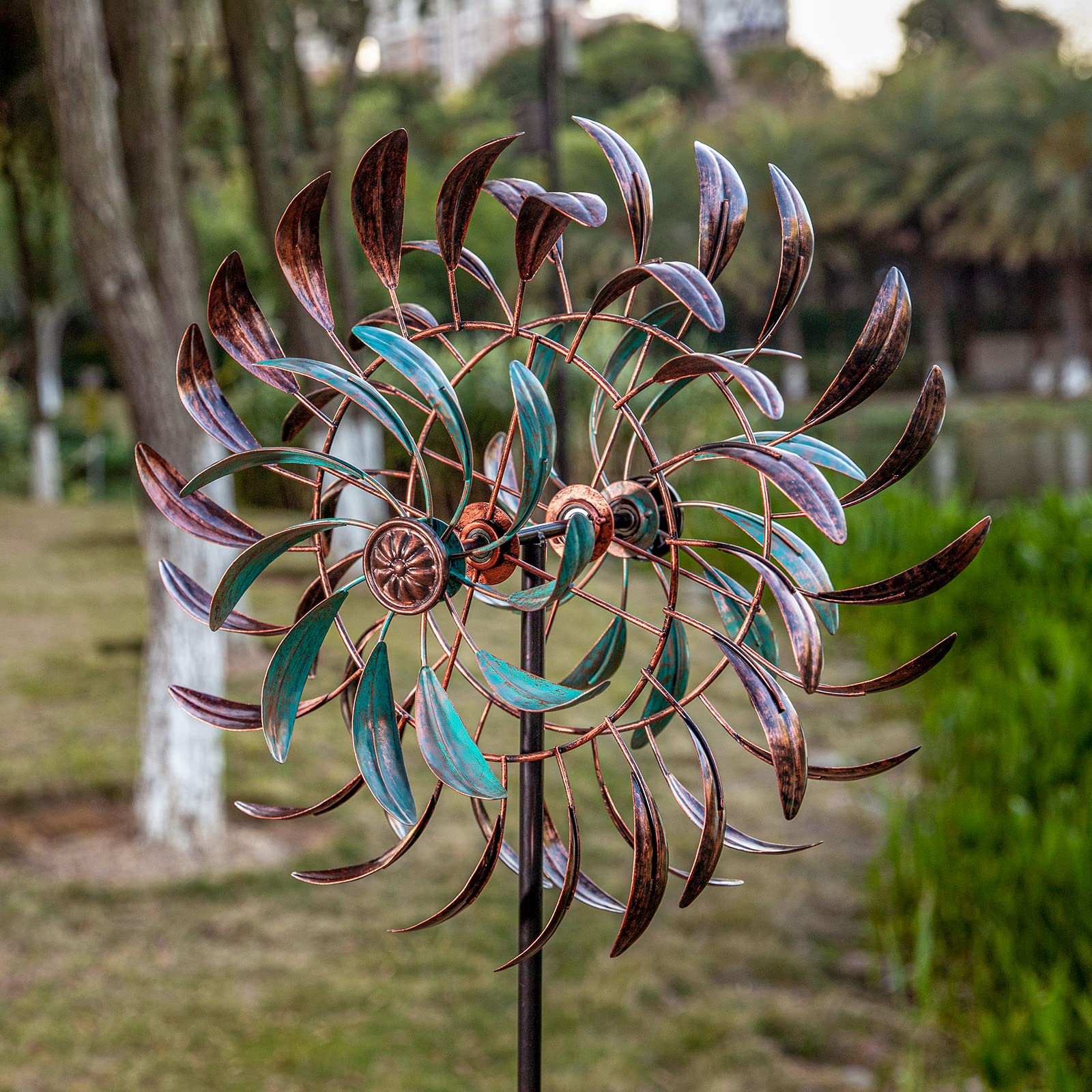 VEWOGARDEN Large Outdoor Metal Wind Spinner - 360 Degree Swivel Wind Sculpture for Garden, Patio, Lawn Decor (66 x 15.8 Inches) | Weather-Resistant Yard Art for Relaxing Outdoor Spaces & Meditation Gardens