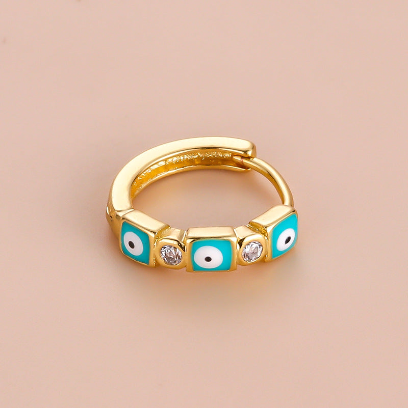 18K Gold Cartilage Hoop Earrings - Bohemian Evil Eye Earrings for Women | Perfect for Everyday Wear, Parties & Gifts | HSPJ751