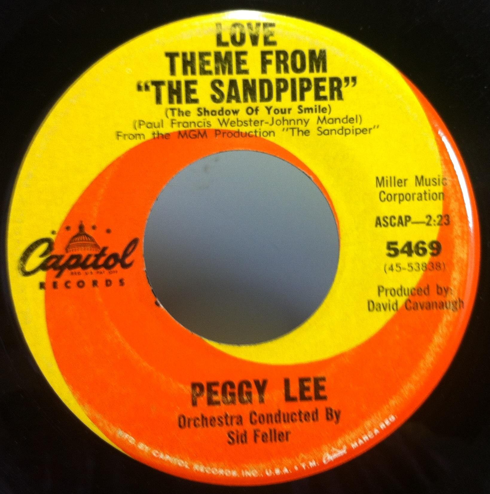 Peggy Lee - The Shadow Of Your Smile / Maybe This Summer - Vintage 45 RPM Vinyl Single Record - Perfect for Jazz Collectors & Retro Music Lovers