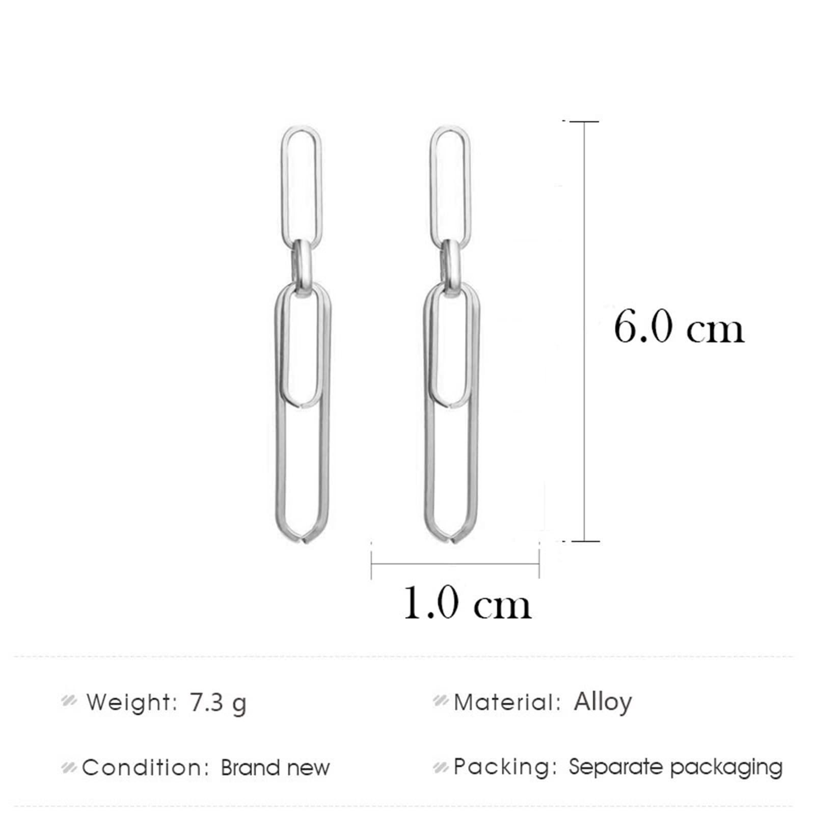 MALOYANVE Punk Paperclip Earrings for Women - Exaggerated Long Geometric Drop Dangle Earrings in Gold & Silver Plated Interlocking Design | Minimalist Retro Link Chain Hoop Earrings | Perfect for Concerts, Parties and Punk Fashion Outfits