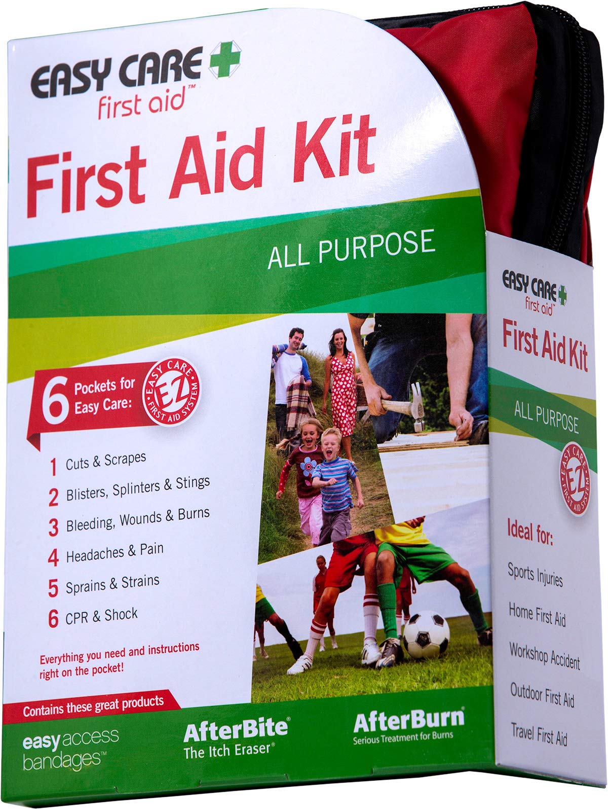 Easy Care All-Purpose First Aid Kit - 120 Pieces Medical Emergency Supplies for Home, Car, Travel & Outdoor Adventures | Compact & Portable for Injuries, Burns & Wounds