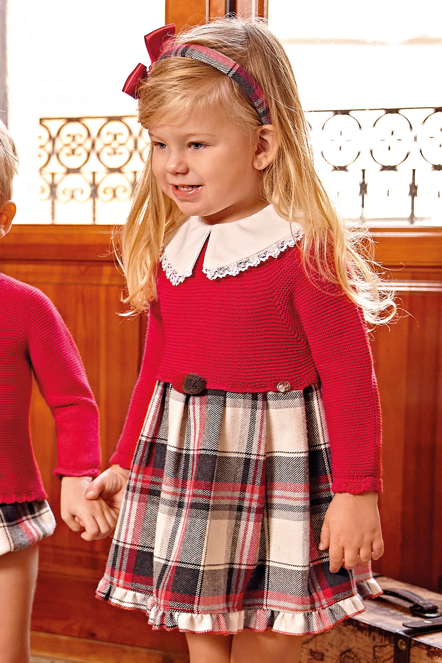 Winifred Red Knit Tartan Dress for Women | Vintage Plaid Christmas Holiday Party Outfit | Perfect for Festive Gatherings, Office Parties & Winter Celebrations