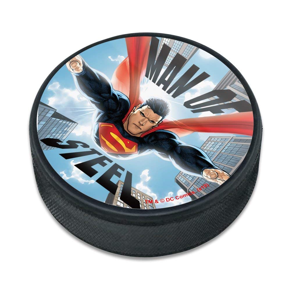 Superman Man of Steel Ice Hockey Puck - Officially Licensed DC Comics Collectible - Perfect for Hockey Fans, Superhero Collectors, and Game Room Decor