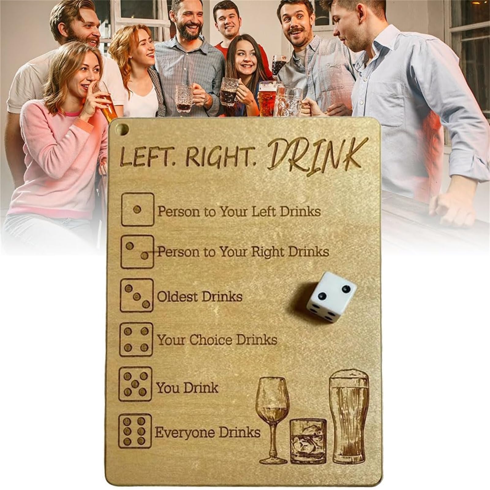 Left Right Center Drinking Game Set - Fun Party Dice Game with Plates & Bags for Adults - Interactive Social Board Game for Bars & Gatherings - Perfect for Game Nights, Bachelor Parties & Social Events (1pc)