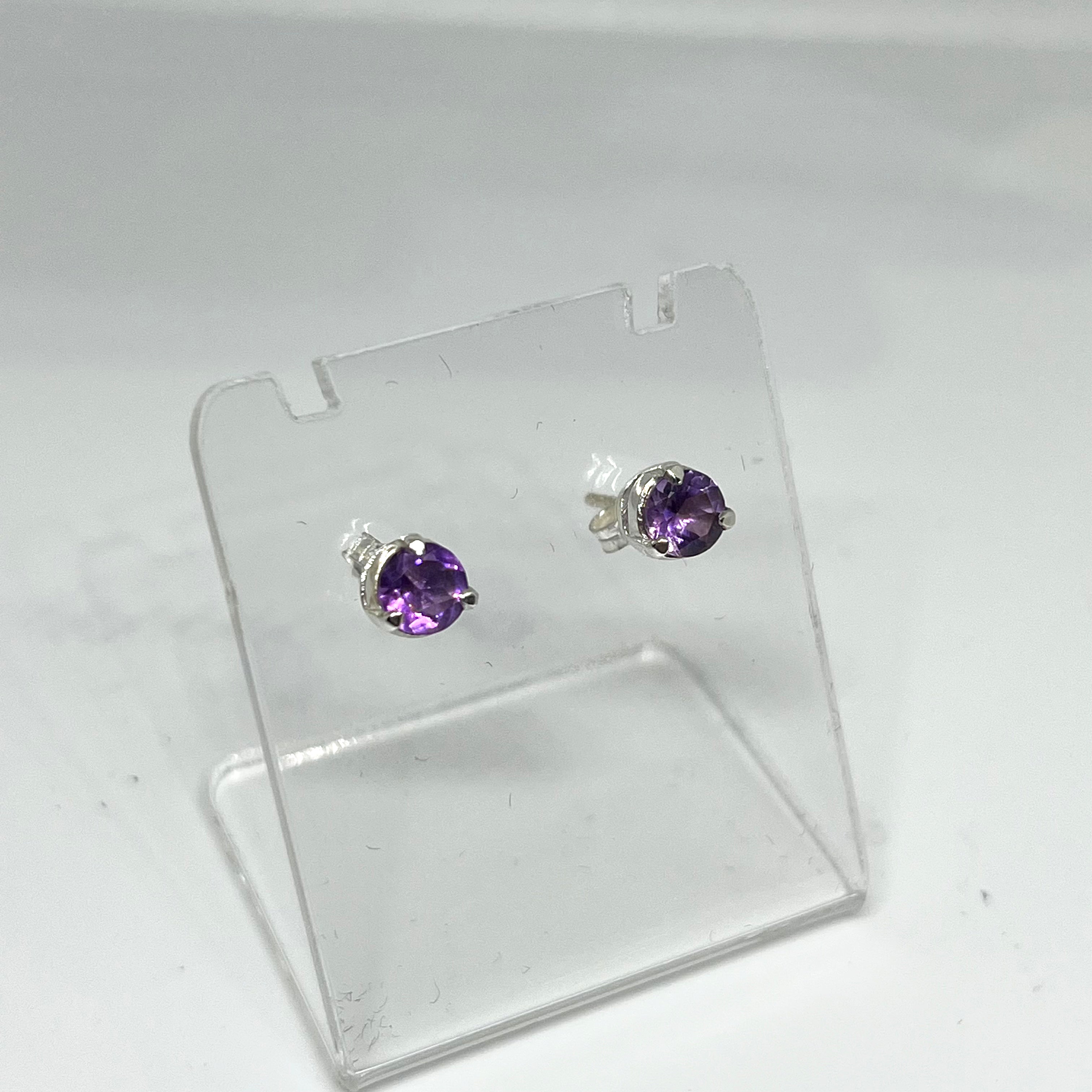 5mm Round Faceted Gemstone Stud Earrings - 3 Prong Set (PSE005) | Elegant & Durable for Daily Wear, Parties & Gifts